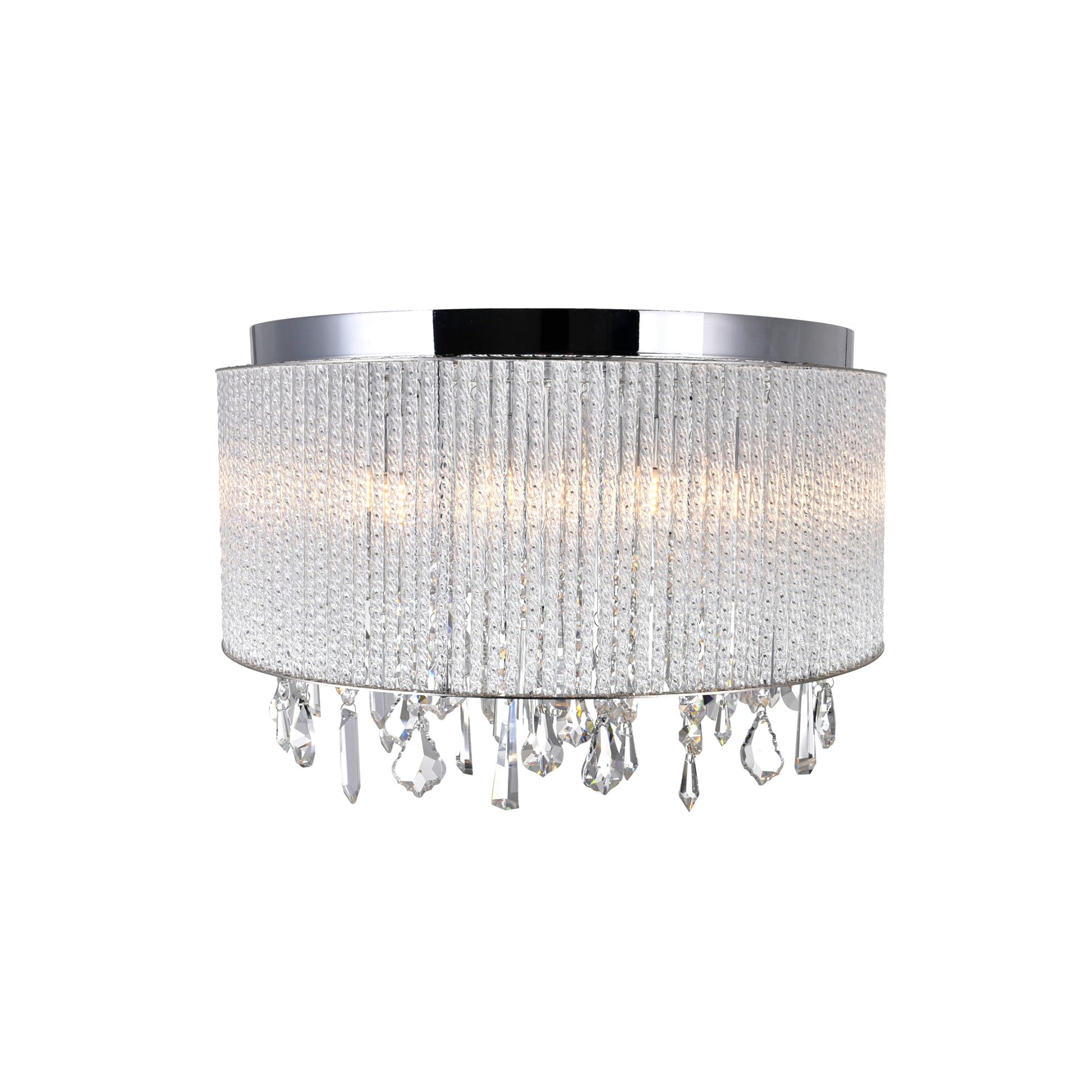 Benson 9 Light Drum Shade Flush Mount With Chrome Finish - CWI Lighting