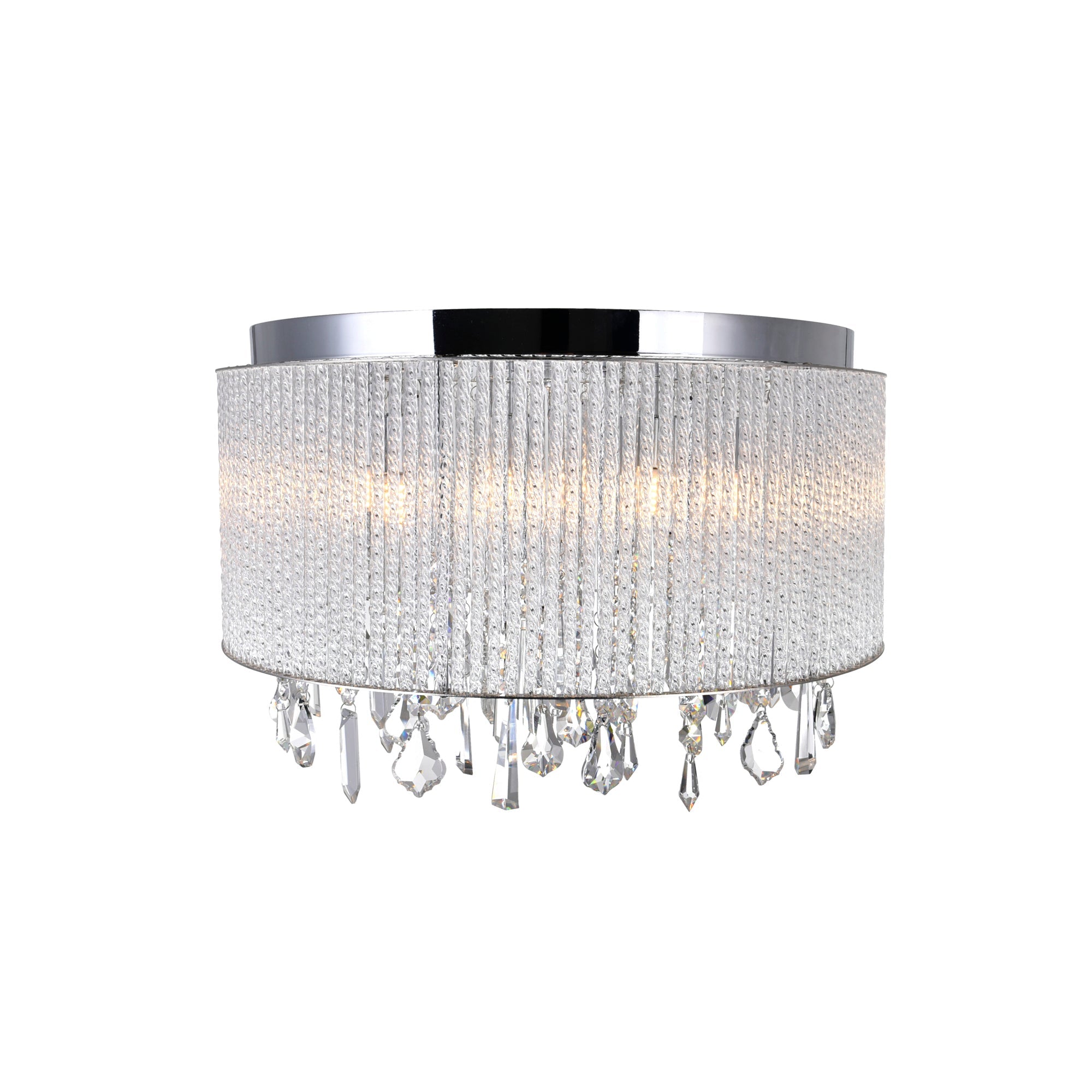 Benson 9 Light Drum Shade Flush Mount With Chrome Finish - CWI Lighting