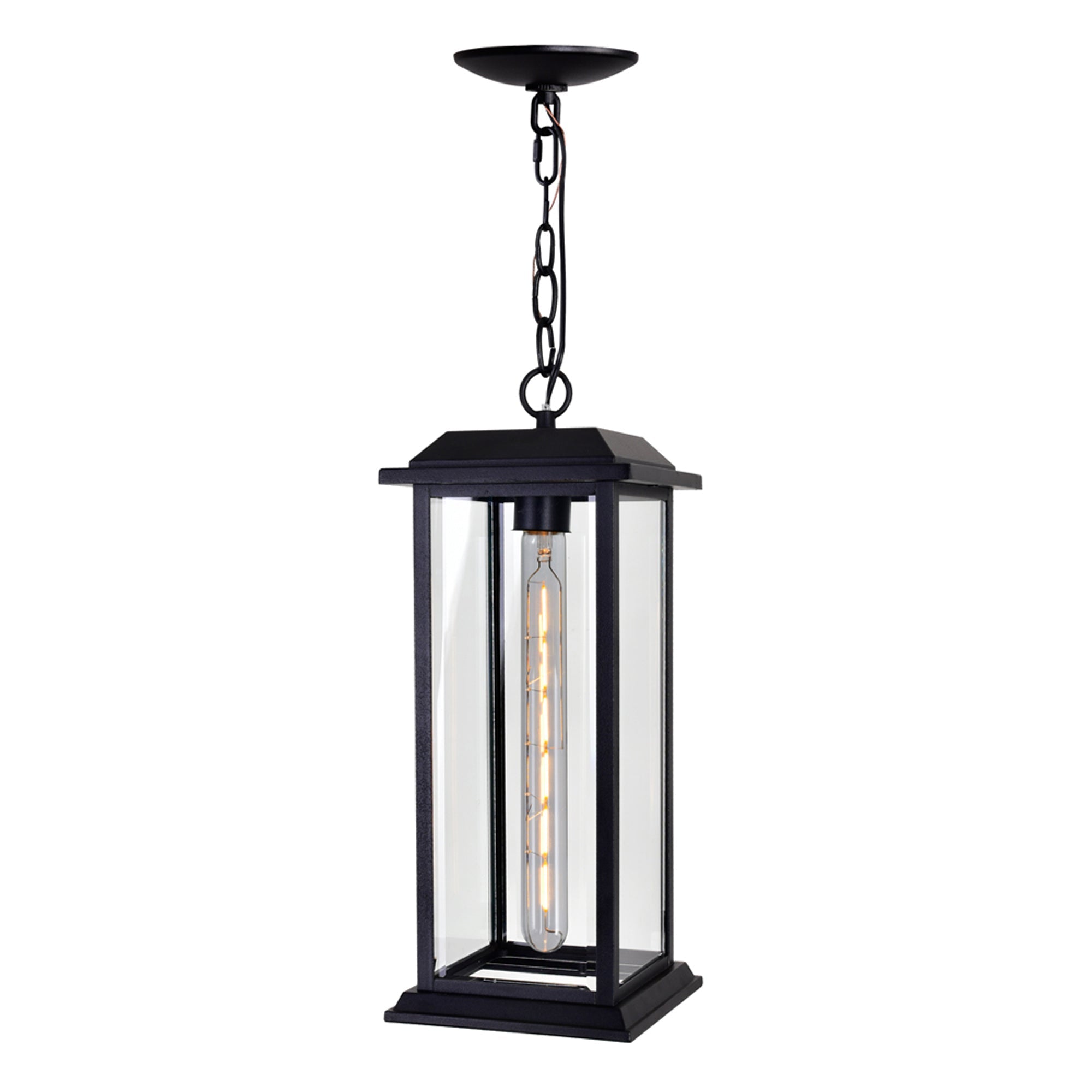 Blackbridge 1 Light Black Outdoor Pendant - CWI Lighting
