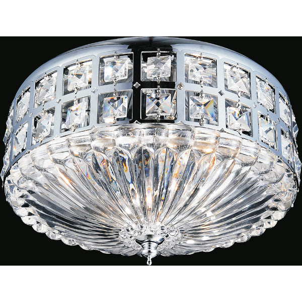 Bloome 4 Light Bowl Flush Mount With Chrome Finish - CWI Lighting