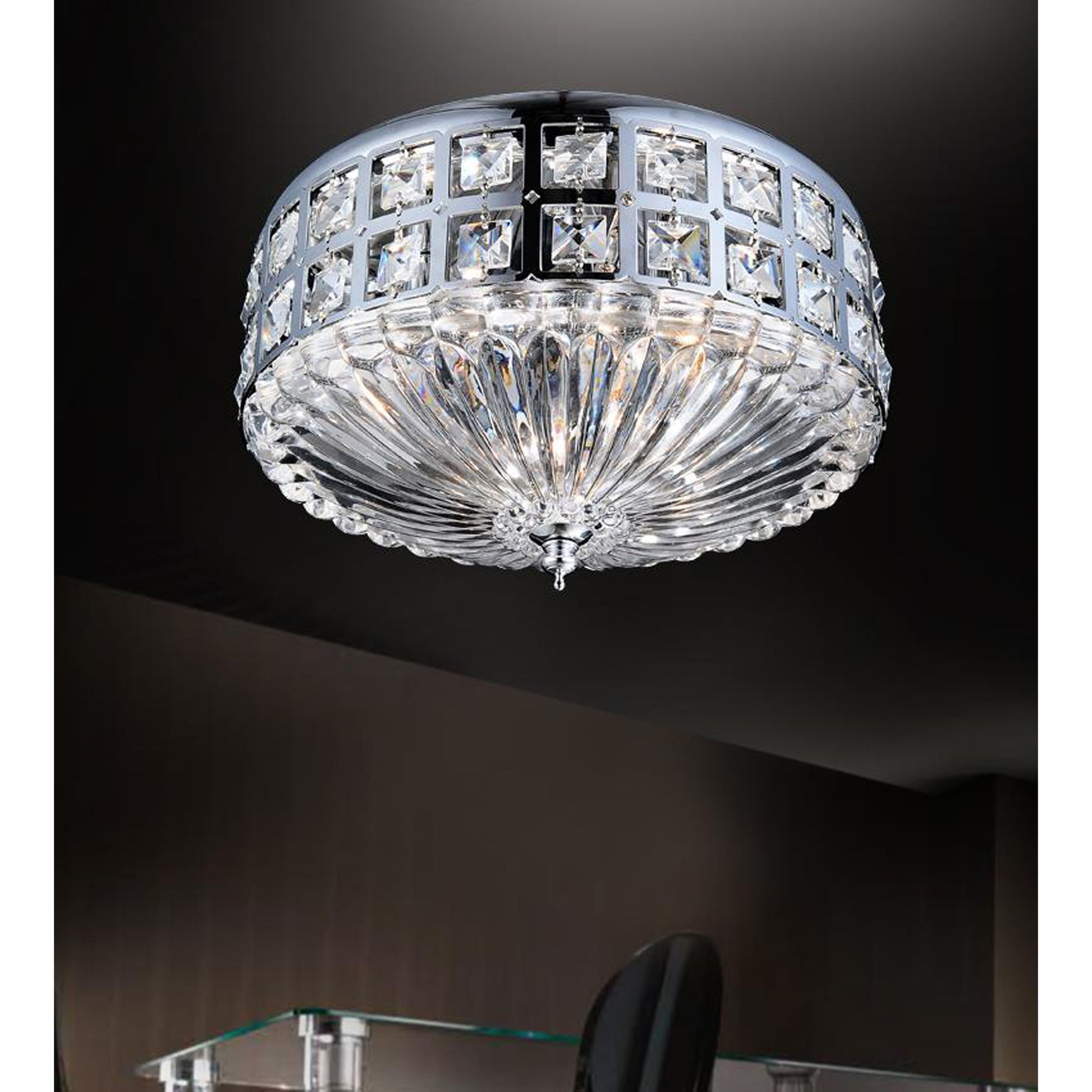 Bloome 4 Light Bowl Flush Mount With Chrome Finish - CWI Lighting
