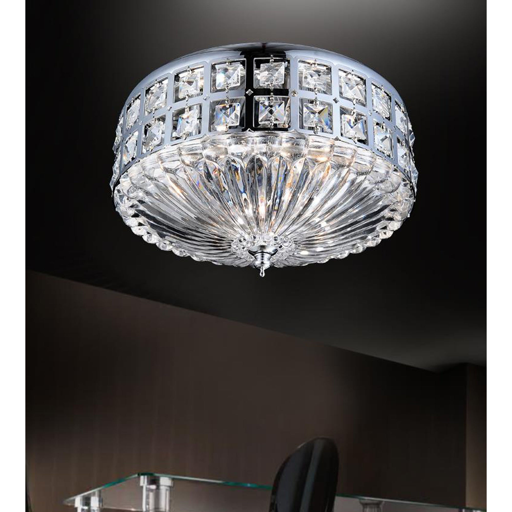 Bloome 4 Light Bowl Flush Mount With Chrome Finish - CWI Lighting