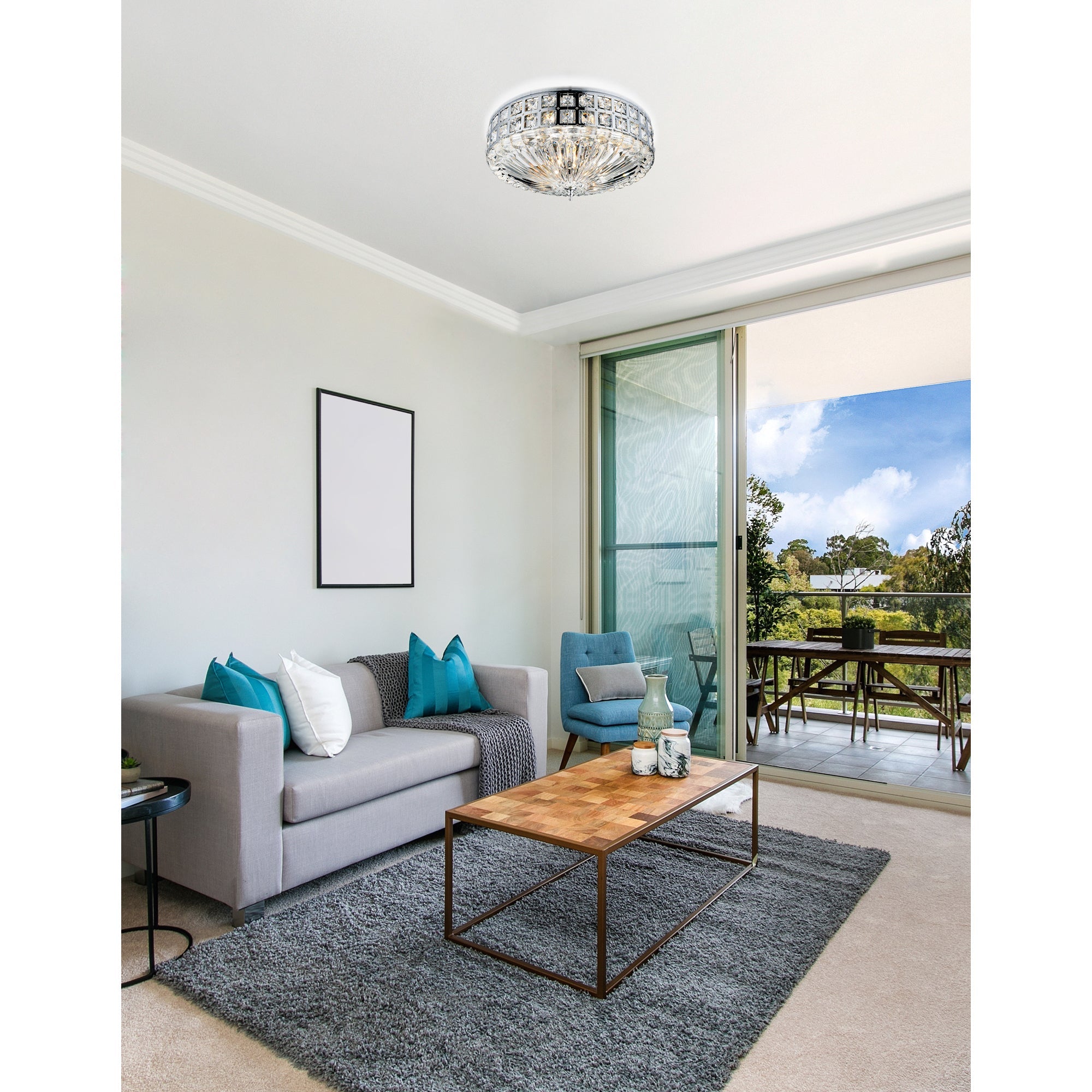 Bloome 6 Light Bowl Flush Mount With Chrome Finish - CWI Lighting