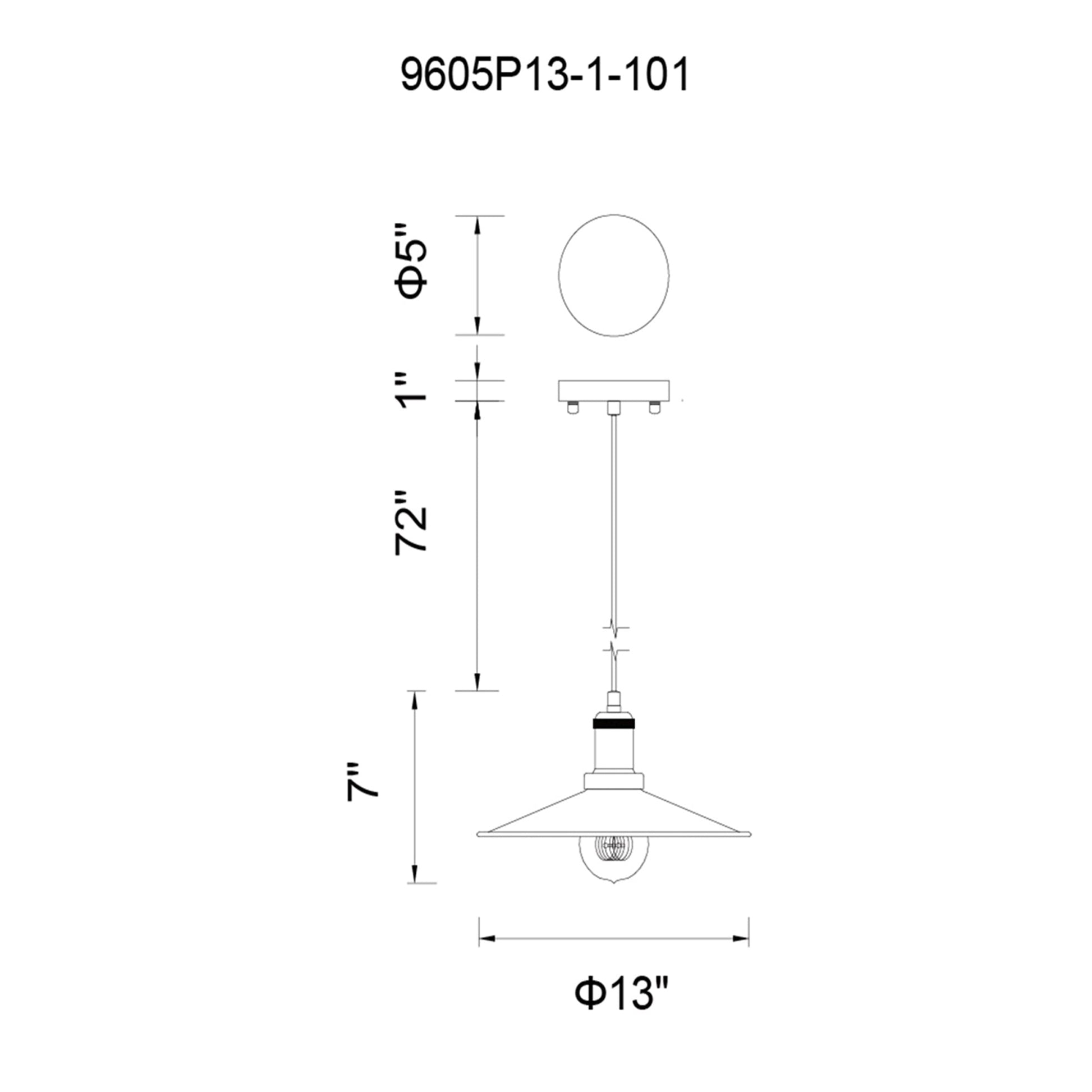 Brave 1 Light 13in Black Down Mini Pendant - CWI Lighting