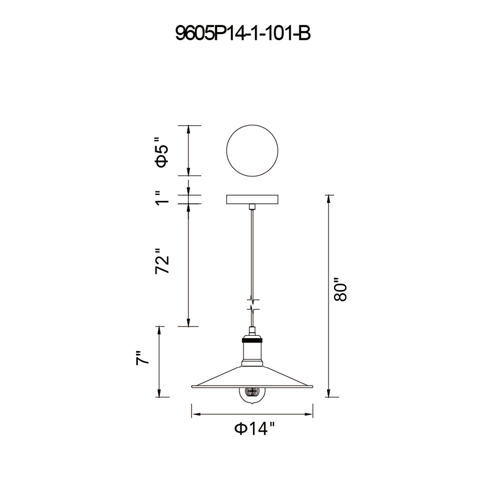Brave 1 Light 14in Black Mini Pendant - CWI Lighting