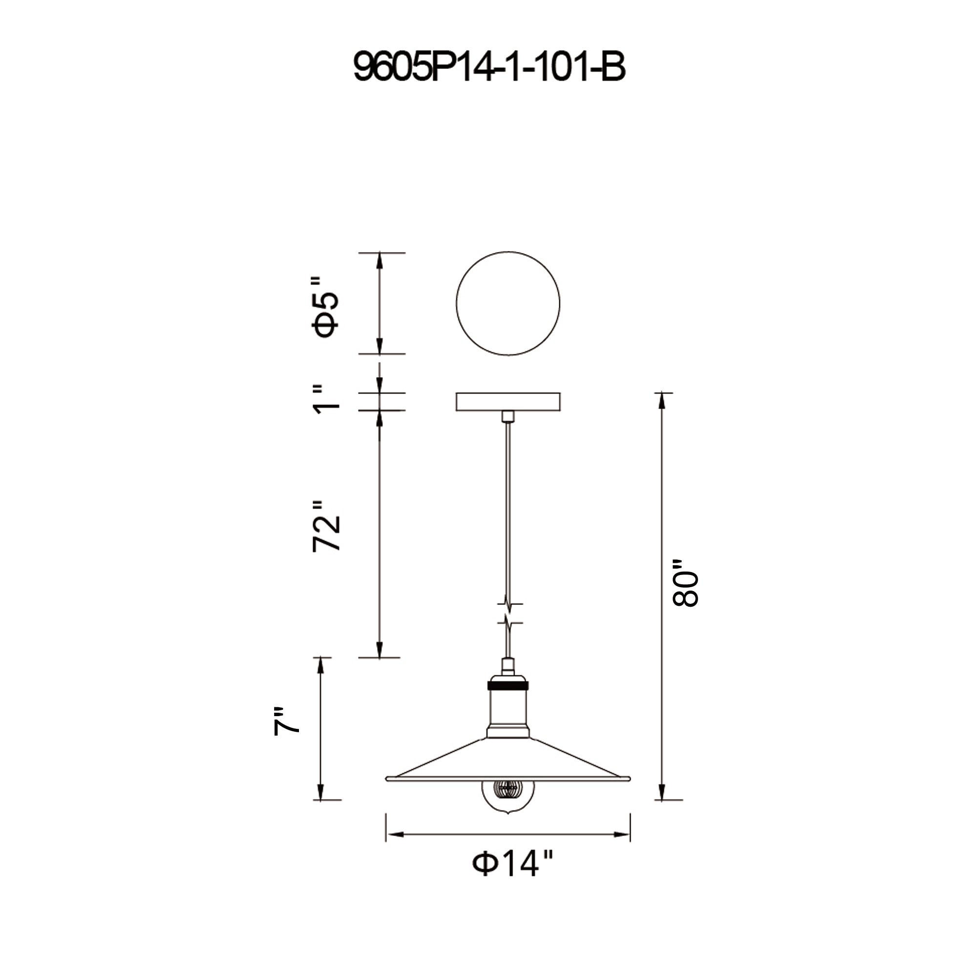 Brave 1 Light 14in Black Mini Pendant - CWI Lighting