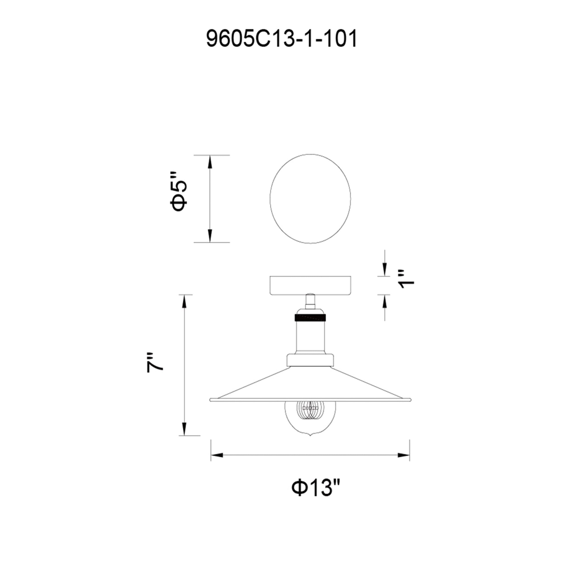 Brave 1 Light Black Flush Mount - CWI Lighting
