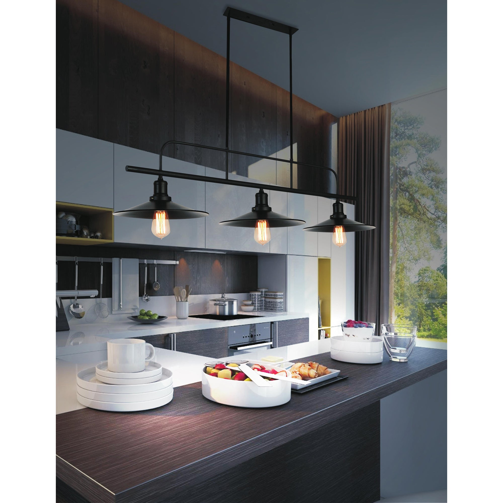 Brave 3 Light Black Island Light - CWI Lighting