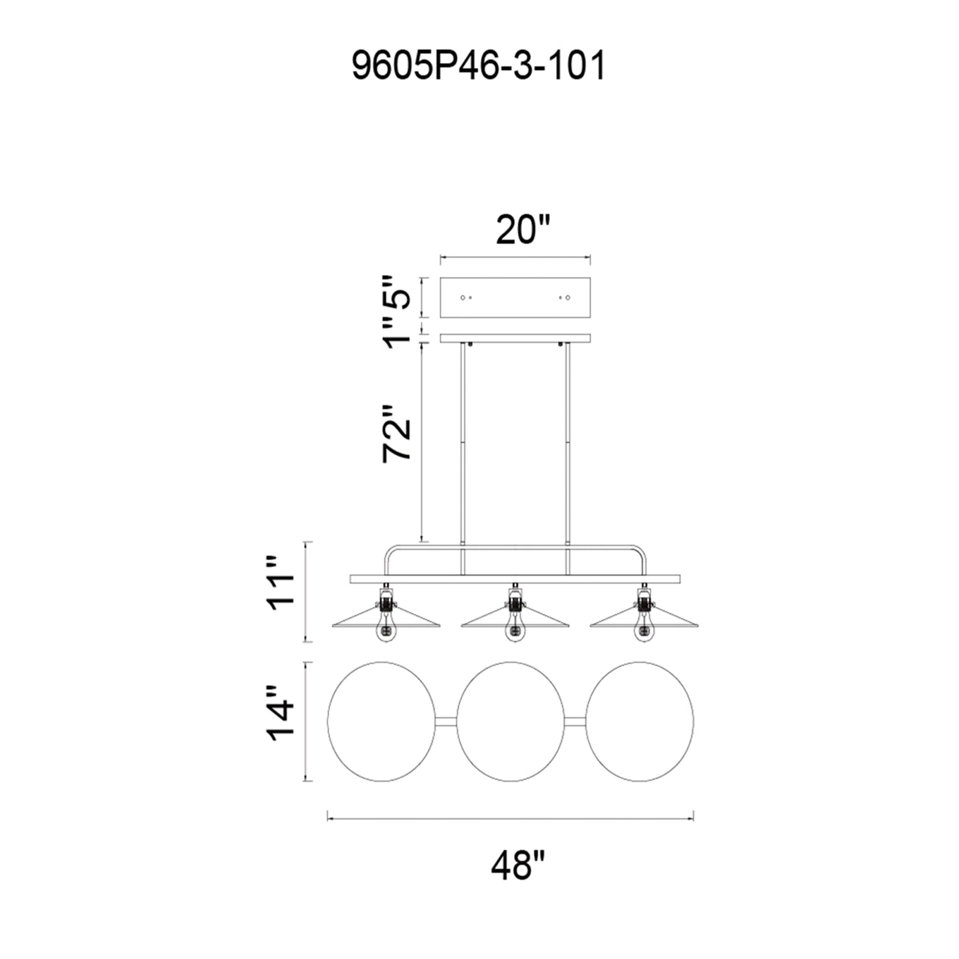 Brave 3 Light Black Island Light - CWI Lighting
