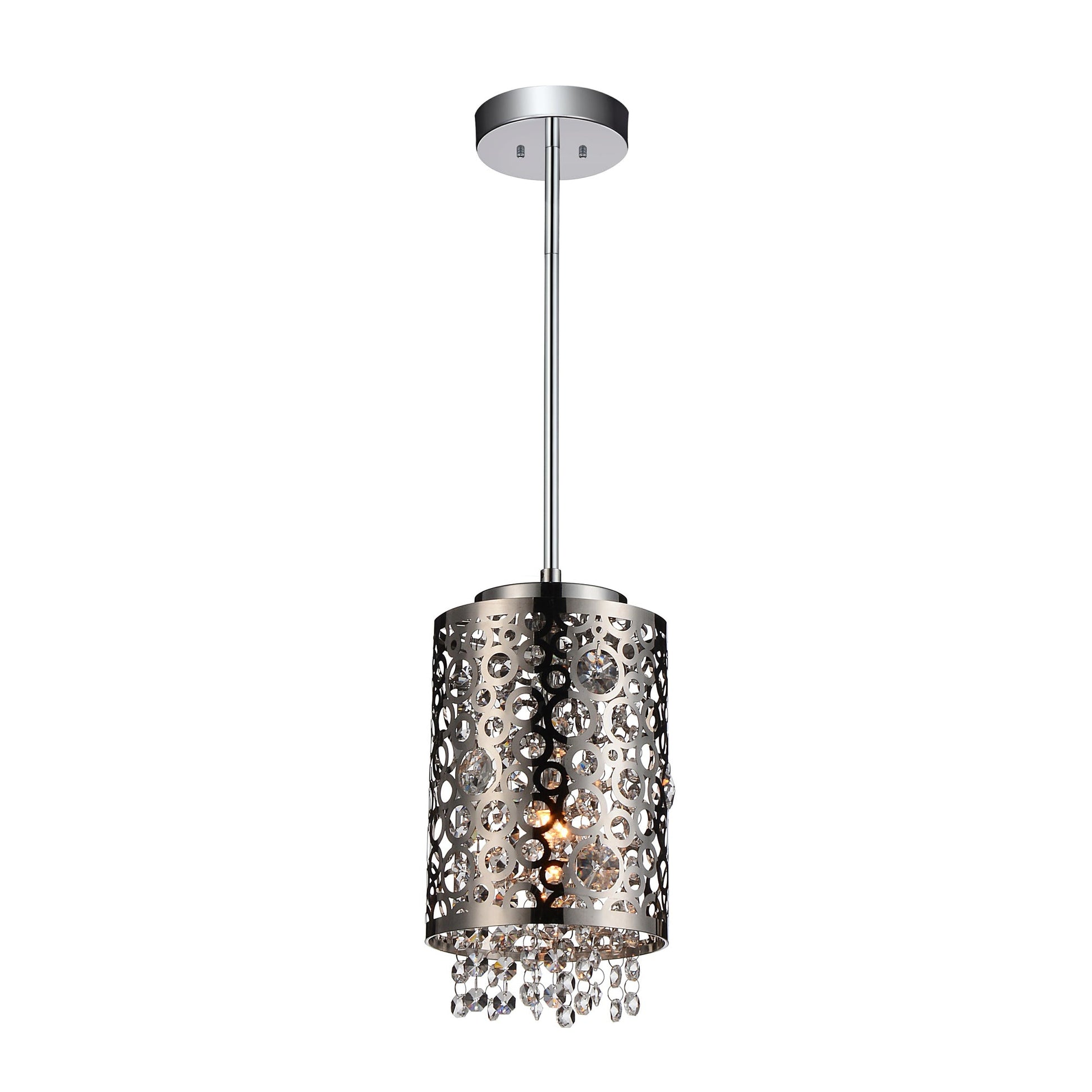 Bubbles 1 Light Drum Shade Mini Pendant With Chrome Finish - CWI Lighting