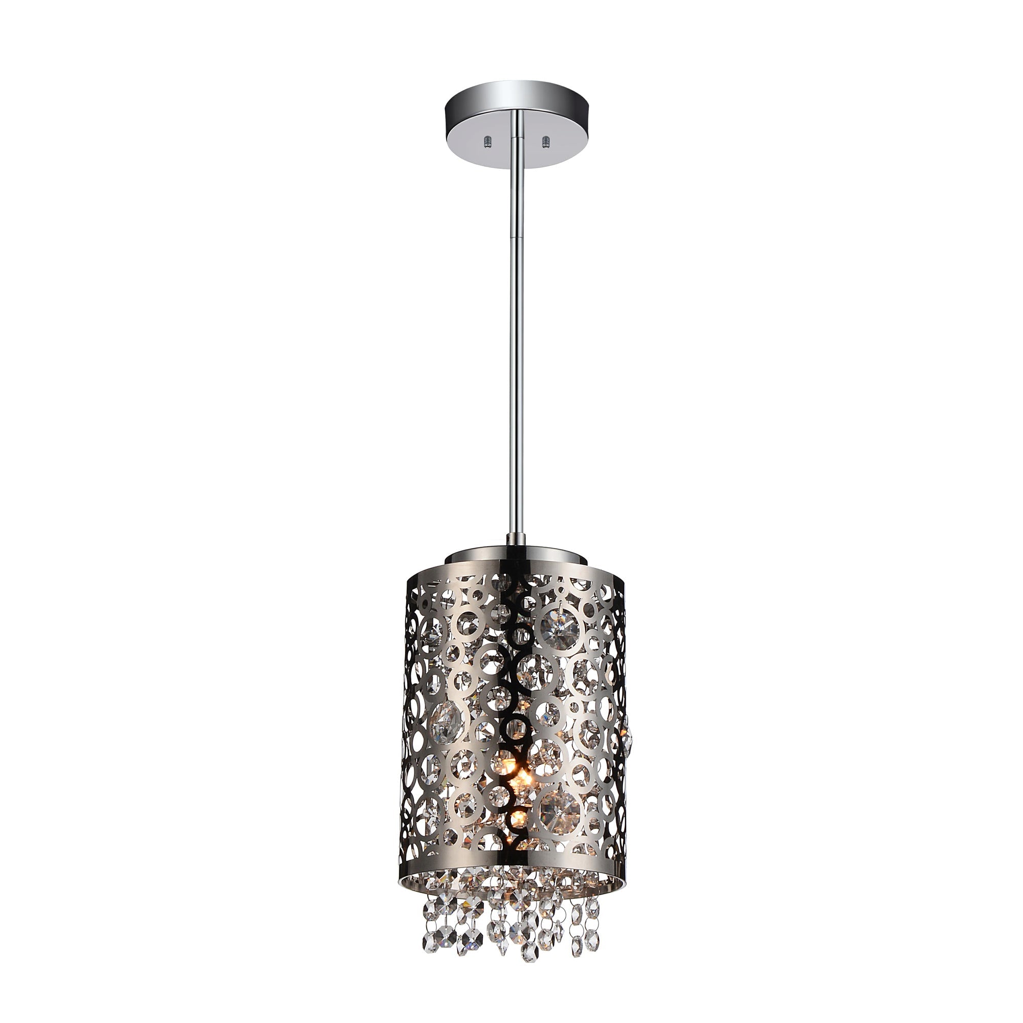 Bubbles 1 Light Drum Shade Mini Pendant With Chrome Finish - CWI Lighting