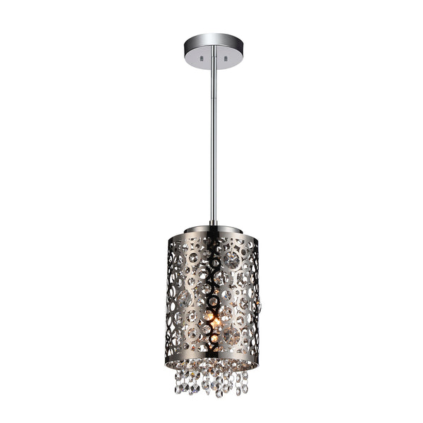 Bubbles 1 Light Drum Shade Mini Pendant With Chrome Finish - CWI Lighting