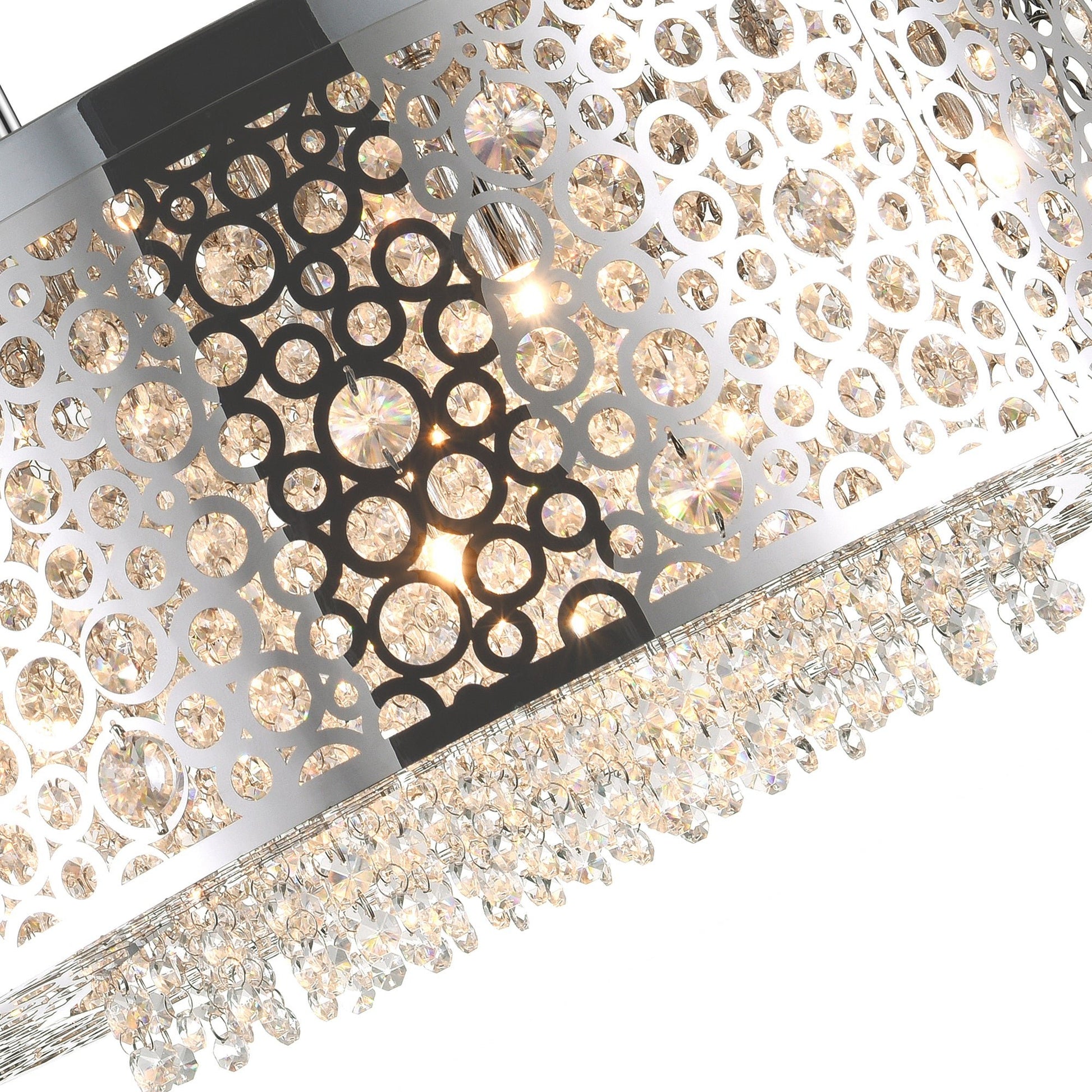 Bubbles 11 Light Drum Shade Chandelier With Chrome Finish - CWI Lighting