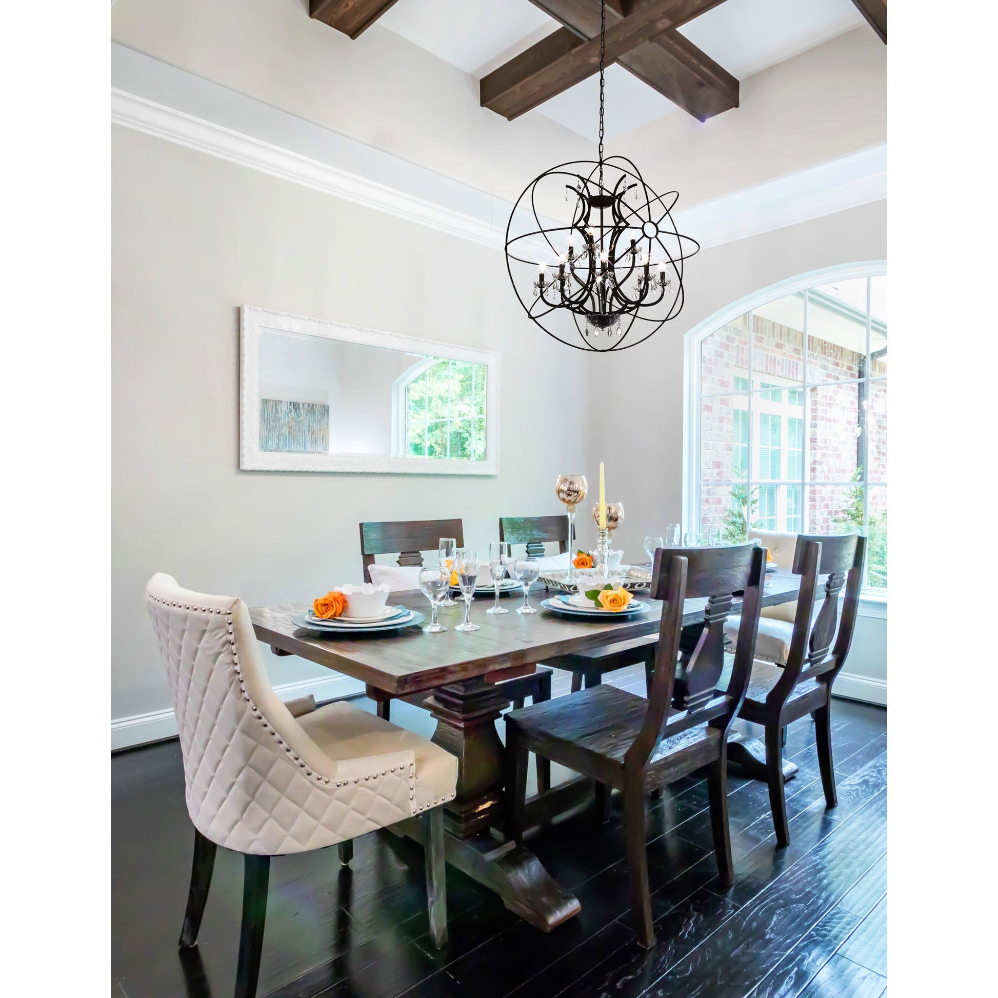 Campechia 12 Light Up Chandelier With Brown Finish - CWI Lighting