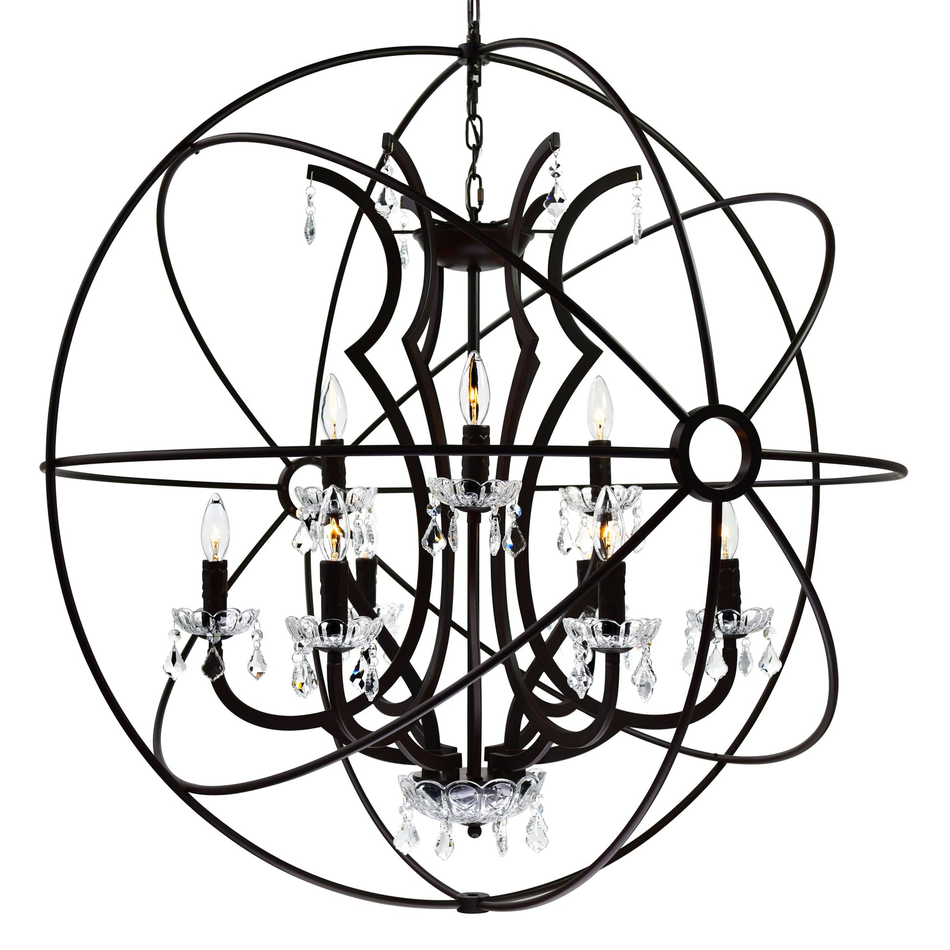 Campechia 12 Light Up Chandelier With Brown Finish - CWI Lighting