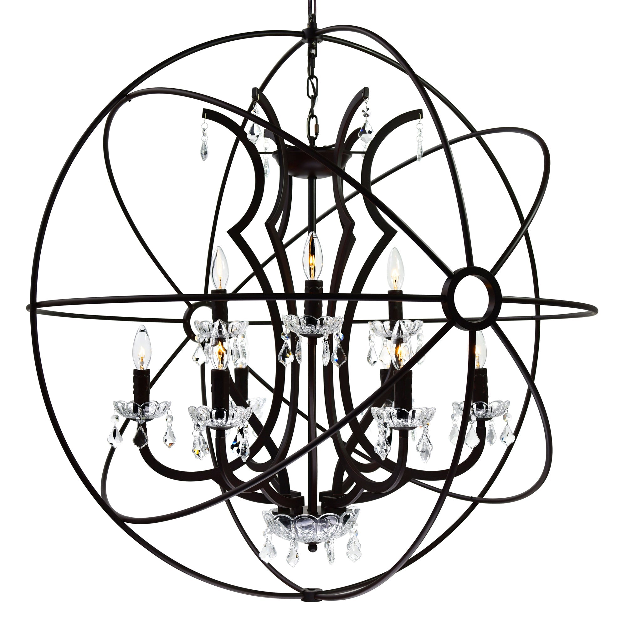Campechia 12 Light Up Chandelier With Brown Finish - CWI Lighting