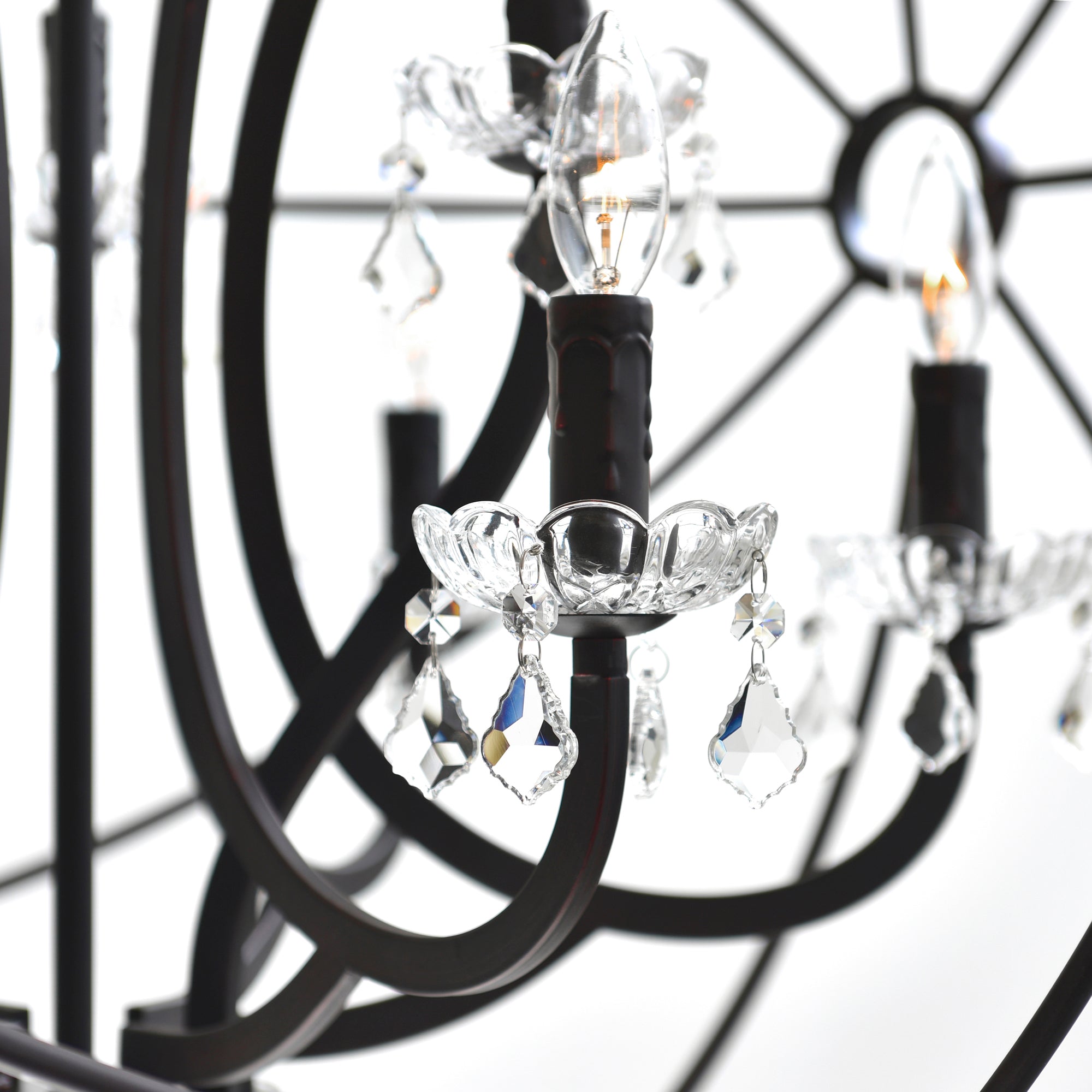 Campechia 12 Light Up Chandelier With Brown Finish - CWI Lighting