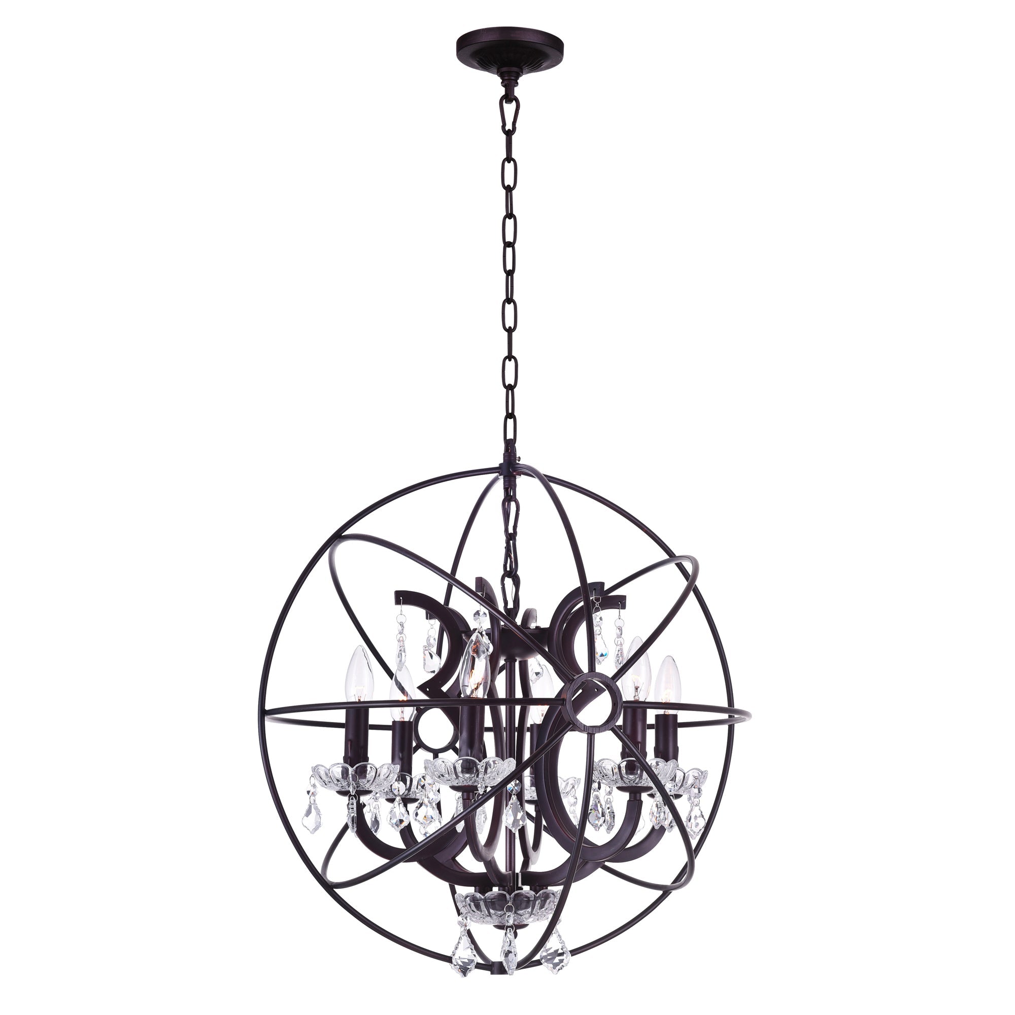 Campechia 6 Light Up Chandelier With Brown Finish - CWI Lighting