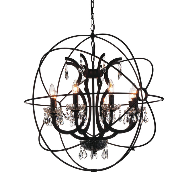 Campechia 8 Light Up Chandelier With Brown Finish - CWI Lighting