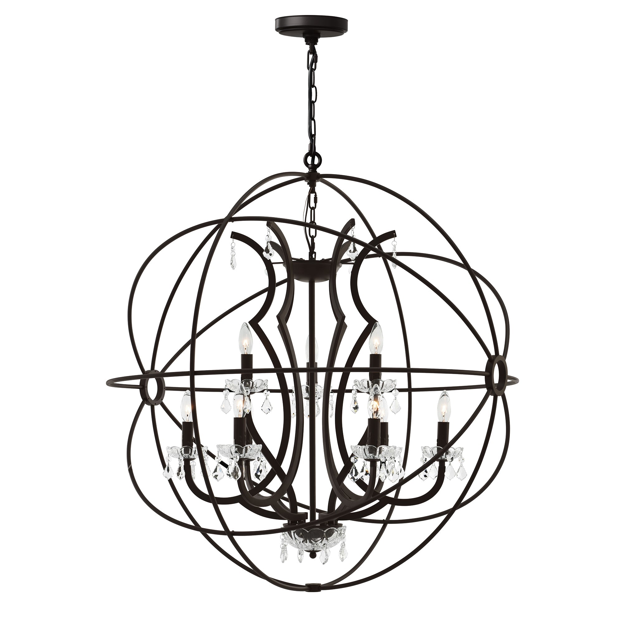 Campechia 9 Light Up Chandelier With Brown Finish - CWI Lighting