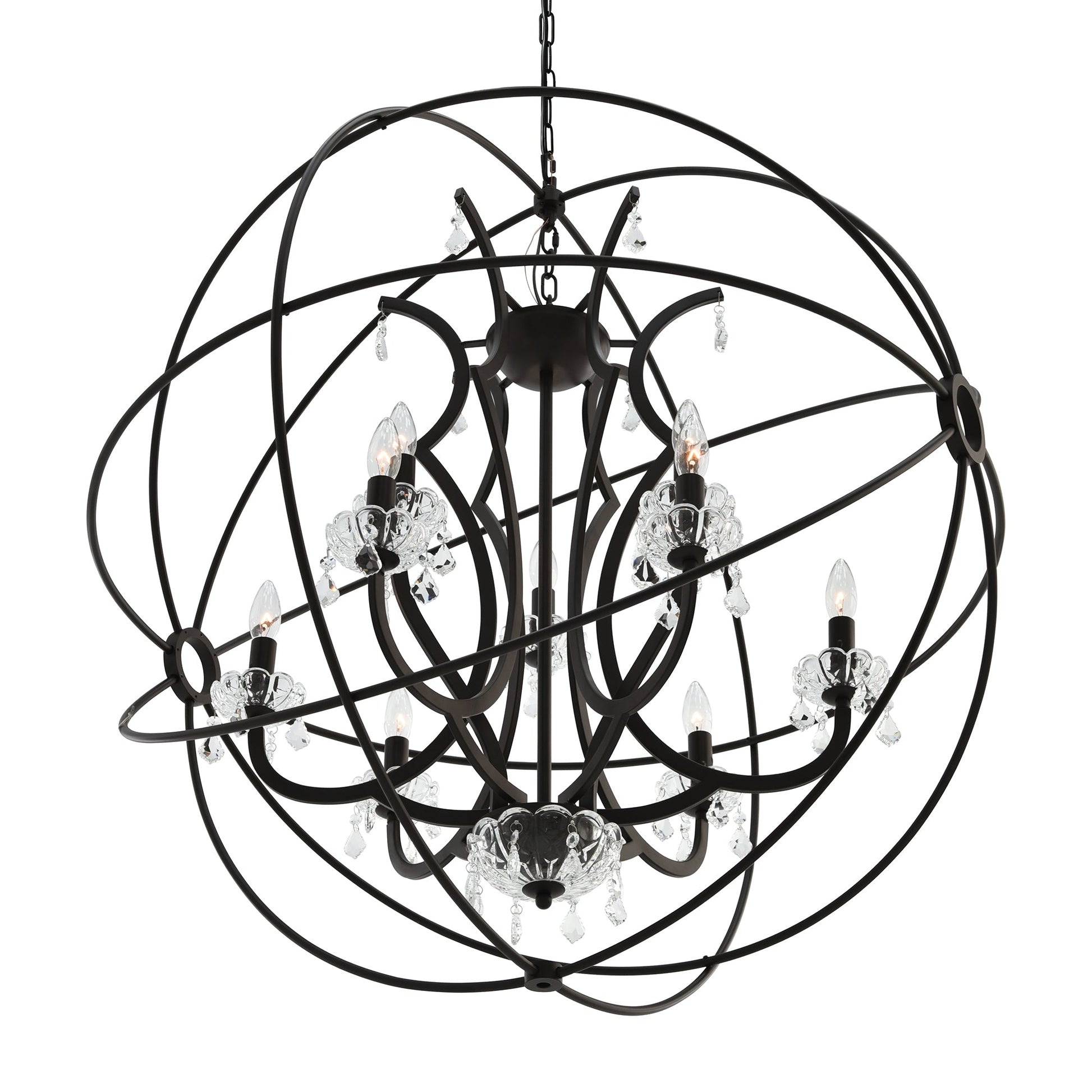 Campechia 9 Light Up Chandelier With Brown Finish - CWI Lighting