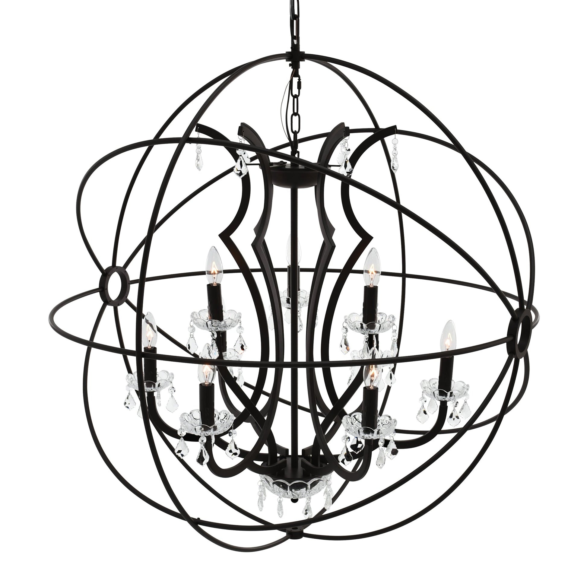 Campechia 9 Light Up Chandelier With Brown Finish - CWI Lighting