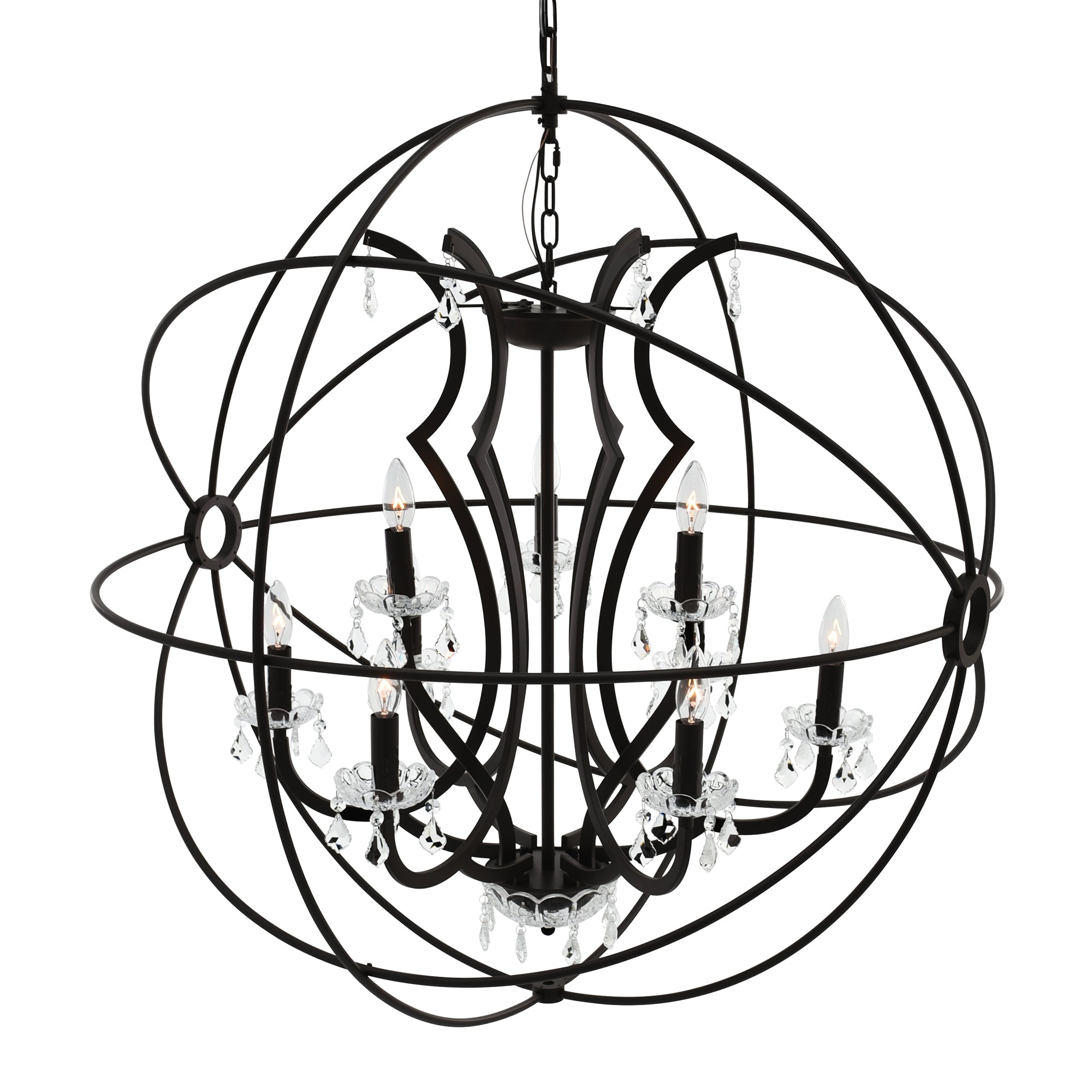 Campechia 9 Light Up Chandelier With Brown Finish - CWI Lighting