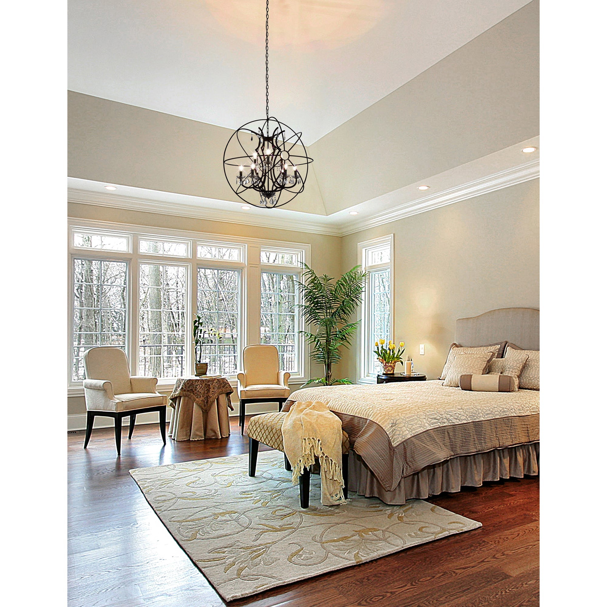 Campechia 9 Light Up Chandelier With Brown Finish - CWI Lighting