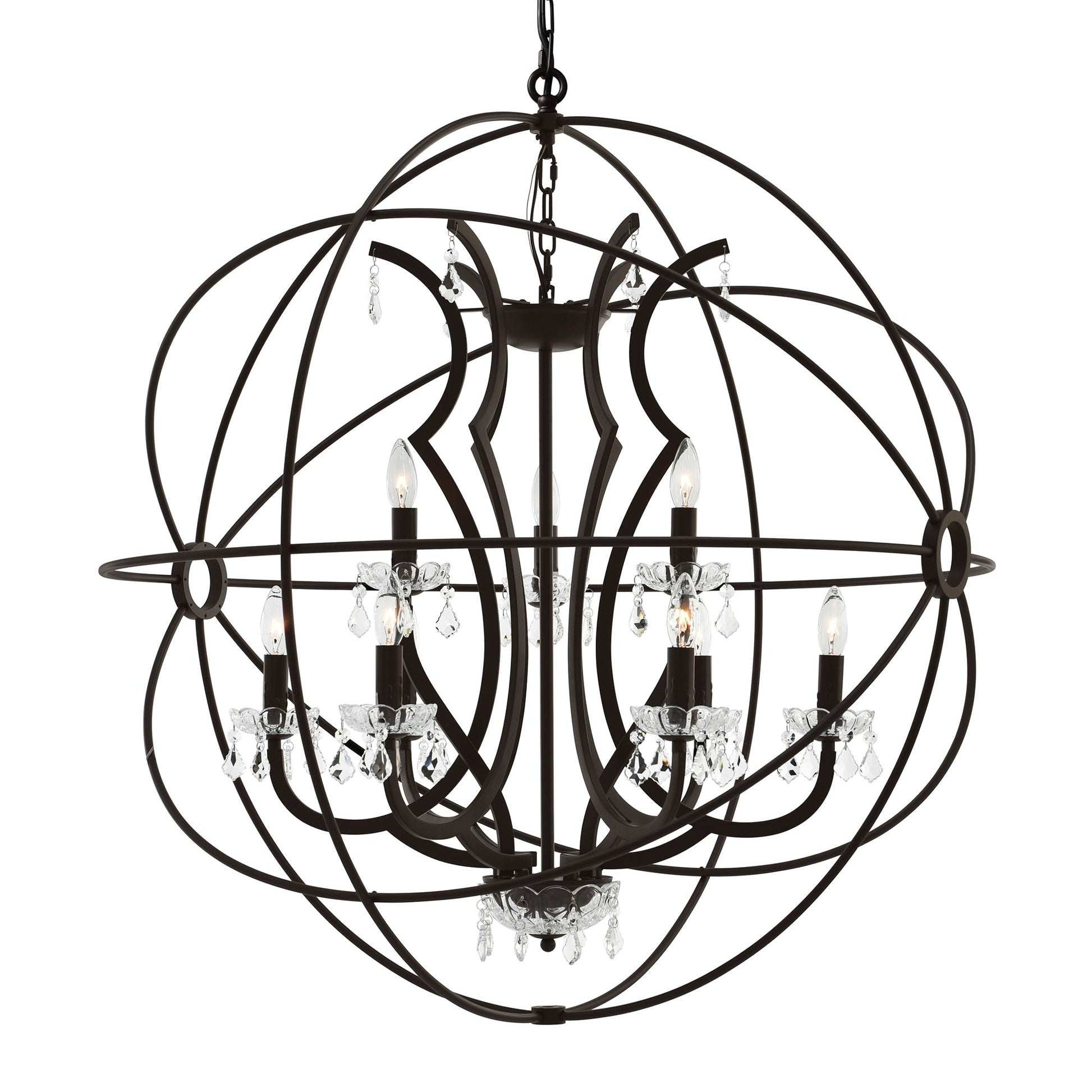 Campechia 9 Light Up Chandelier With Brown Finish - CWI Lighting