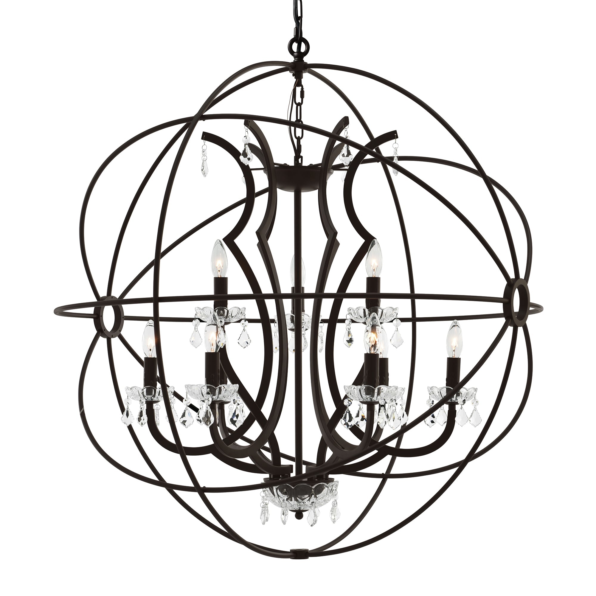 Campechia 9 Light Up Chandelier With Brown Finish - CWI Lighting