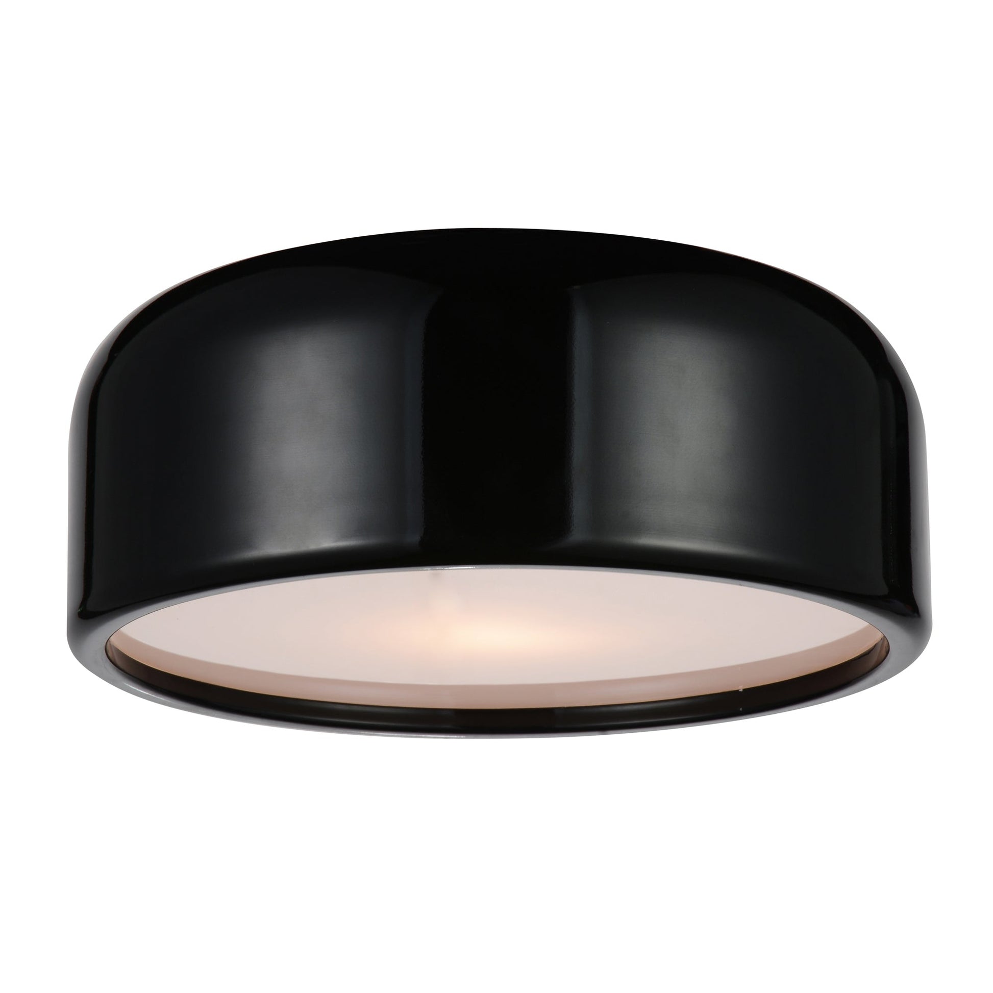 Campton 2 Light 14in Black Drum Shade Flush Mount - CWI Lighting