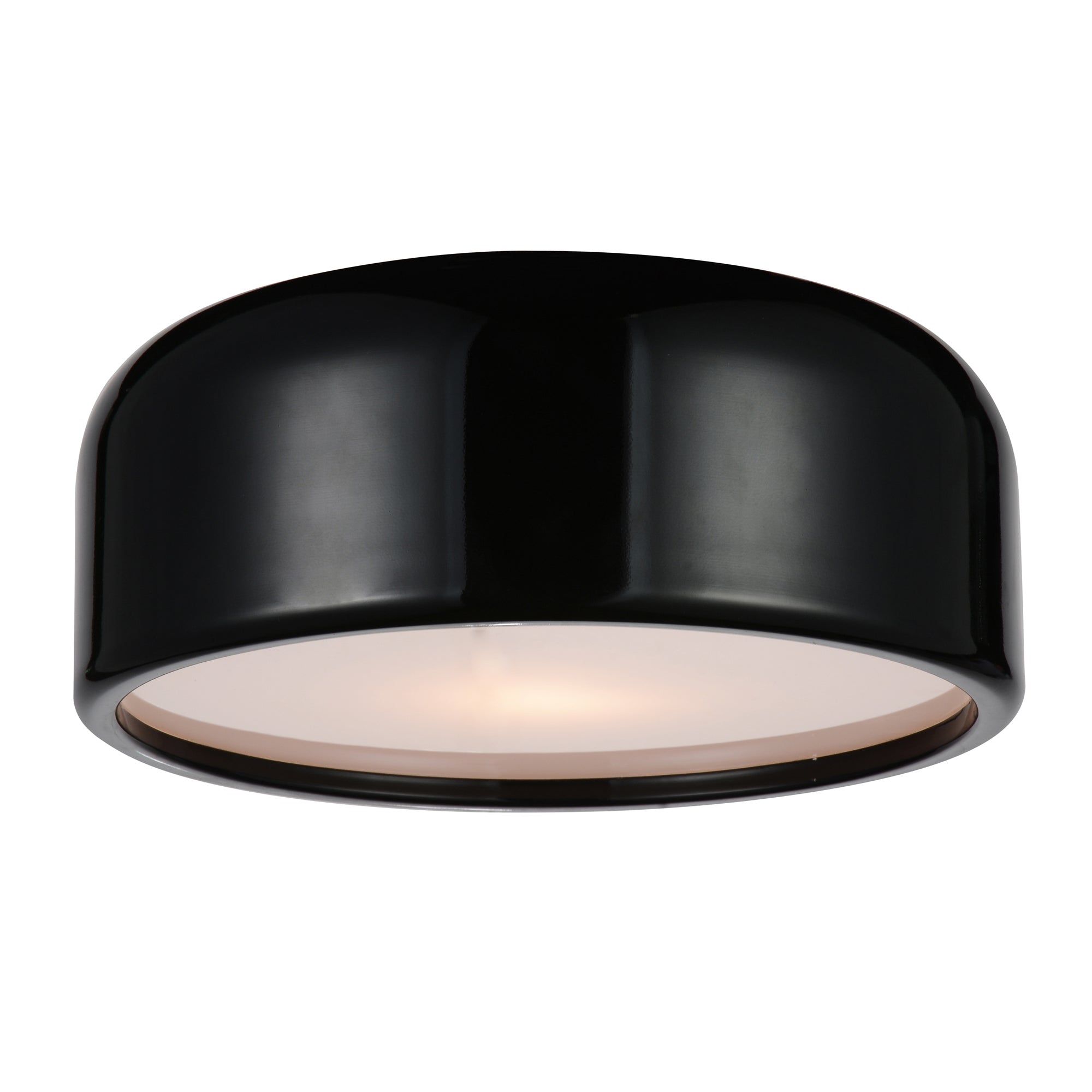 Campton 2 Light 14in Black Drum Shade Flush Mount - CWI Lighting