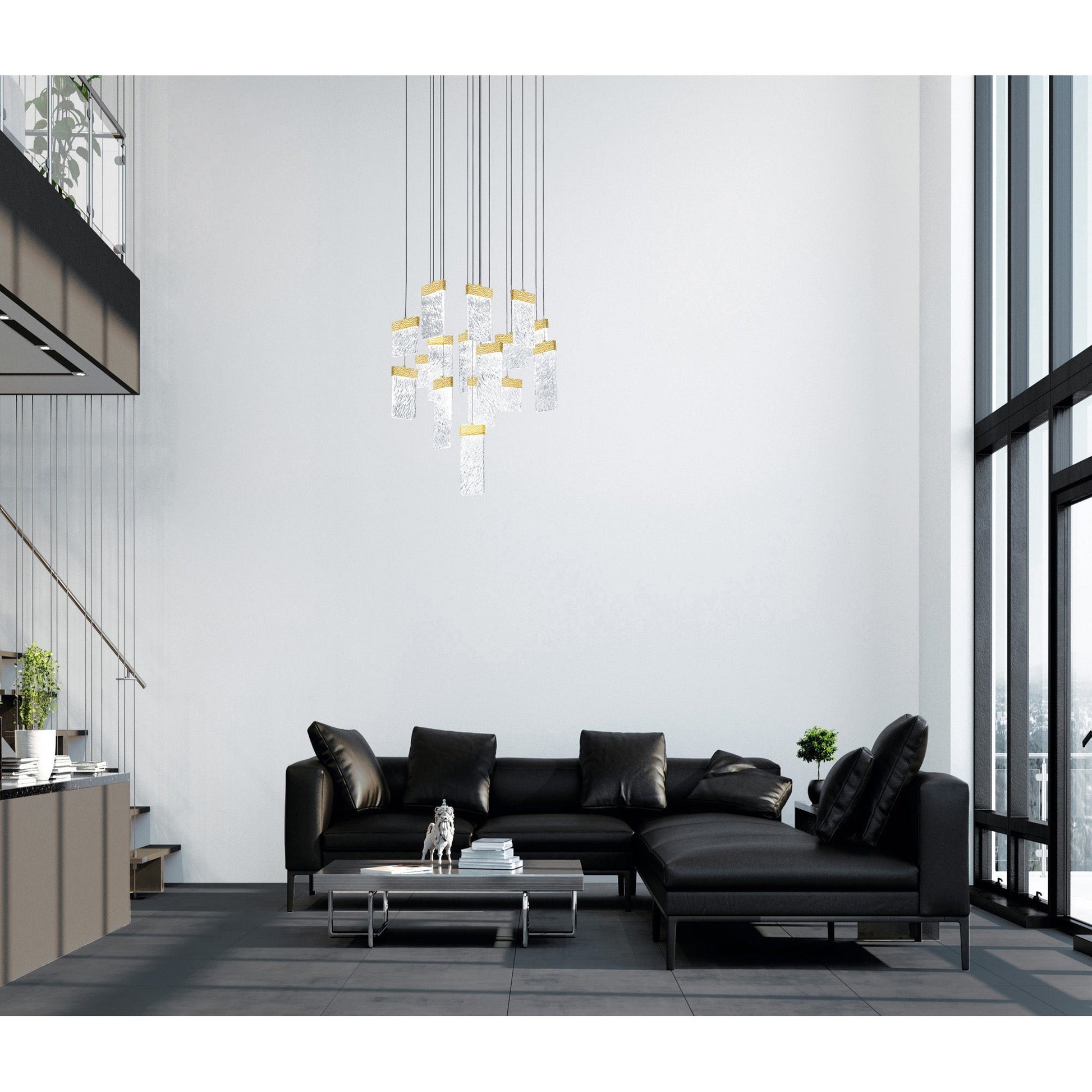 Carolina Integrated LED 32in Gold Leaf Chandelier - CWI Lighting