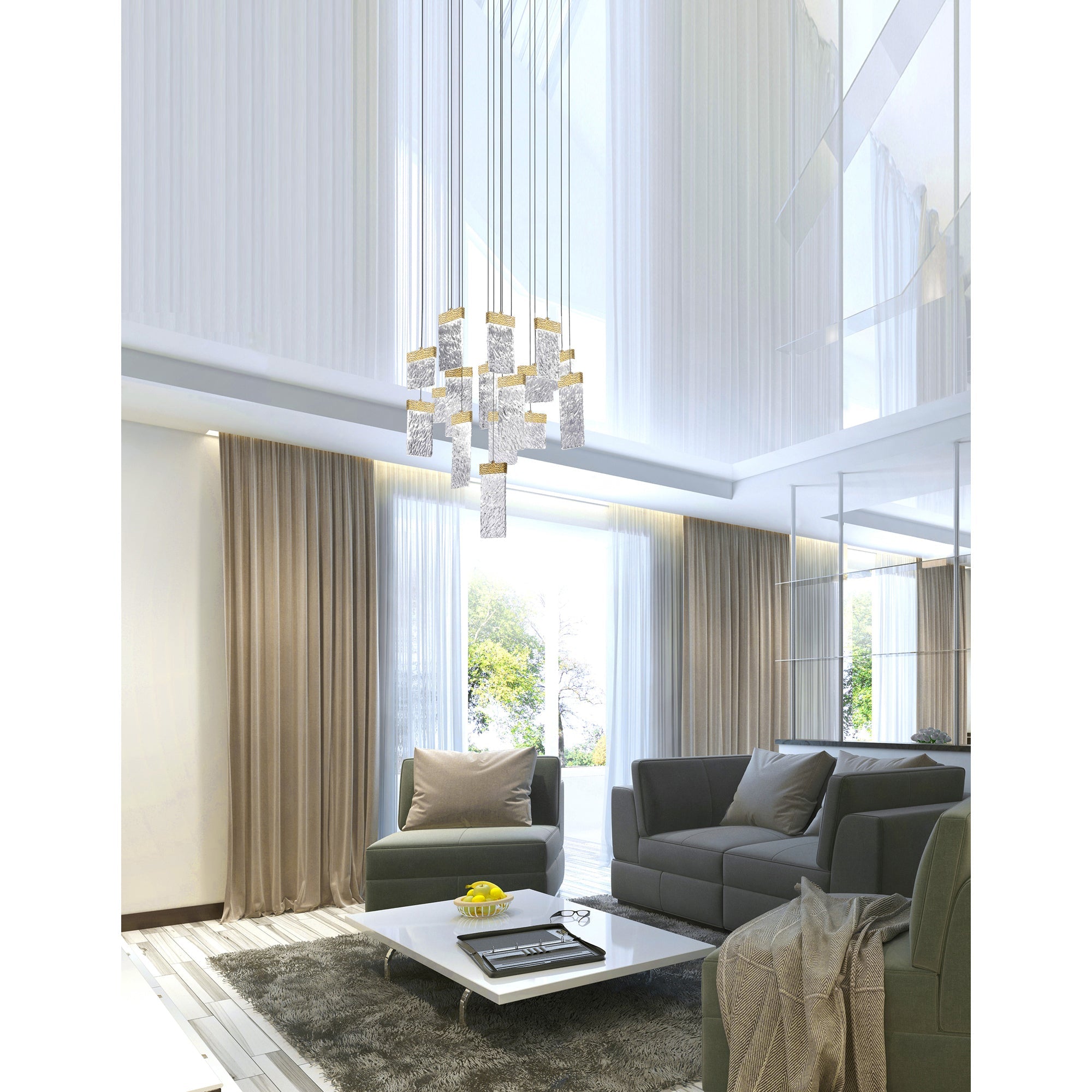 Carolina Integrated LED 32in Gold Leaf Chandelier - CWI Lighting