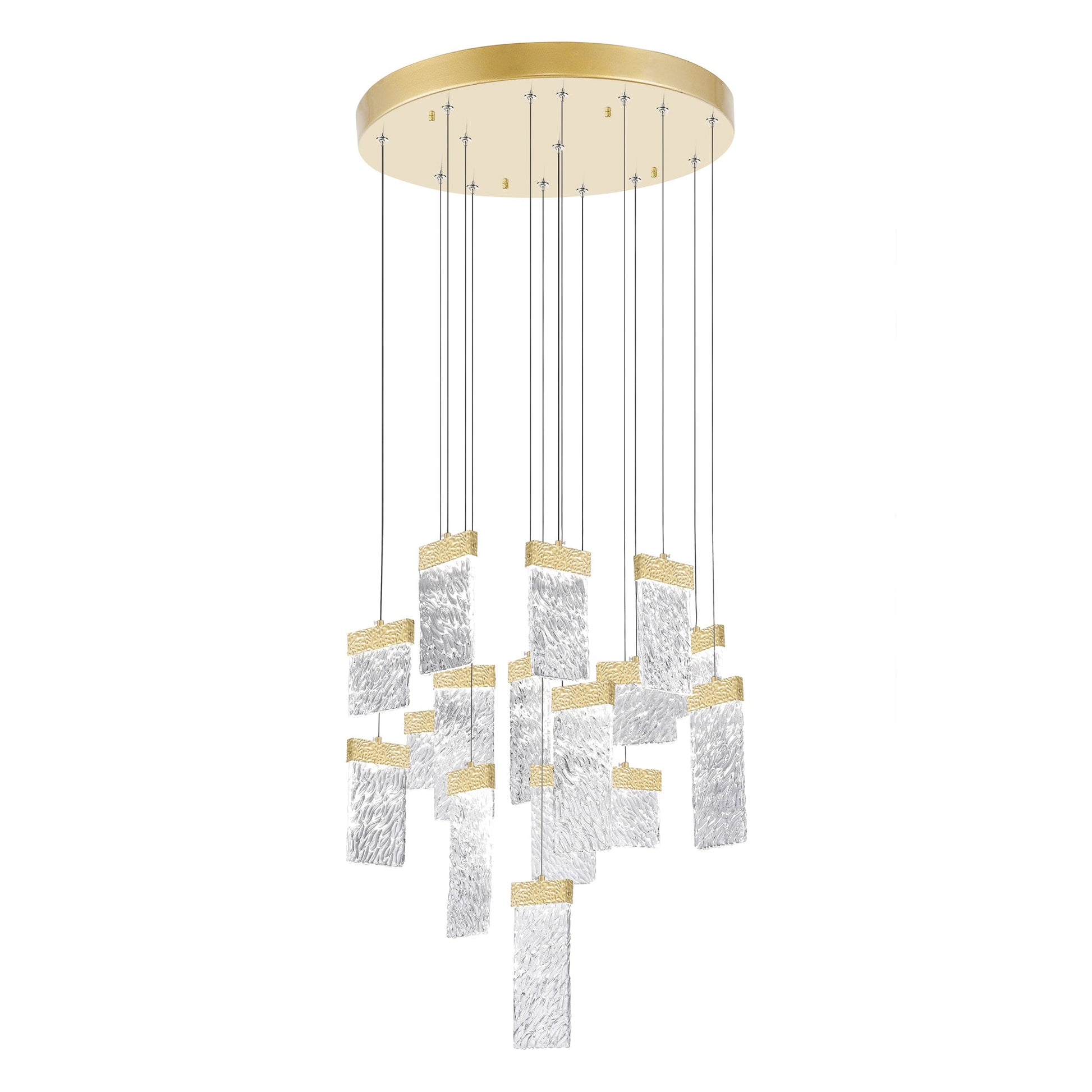Carolina Integrated LED 32in Gold Leaf Chandelier - CWI Lighting