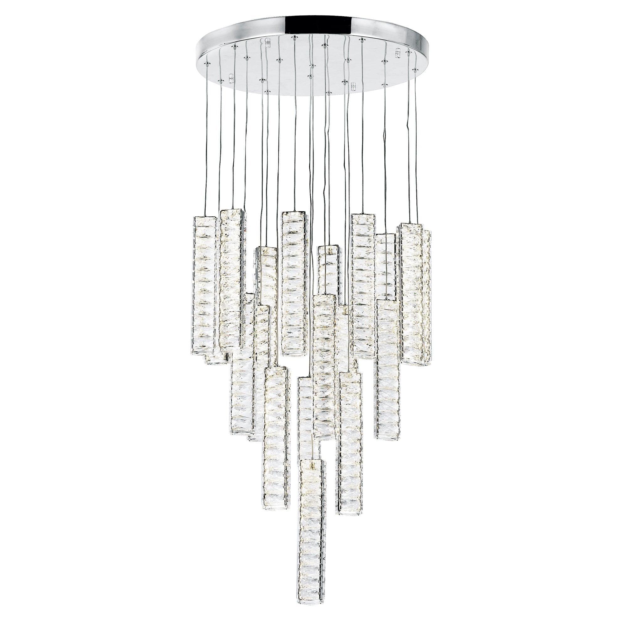 Celina Integrated LED 20in 19 Pendant Chrome Chandelier - CWI Lighting