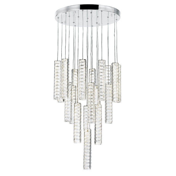 Celina Integrated LED 20in 19 Pendant Chrome Chandelier - CWI Lighting