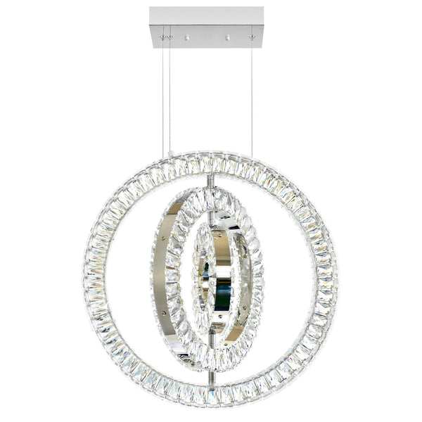 Celina Integrated LED 20in 3 Ring Chrome Chandelier - CWI Lighting