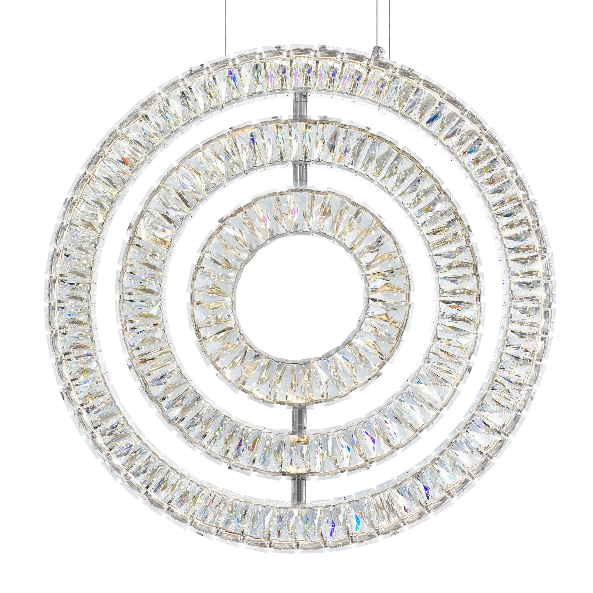 Celina Integrated LED 20in 3 Ring Chrome Chandelier - CWI Lighting