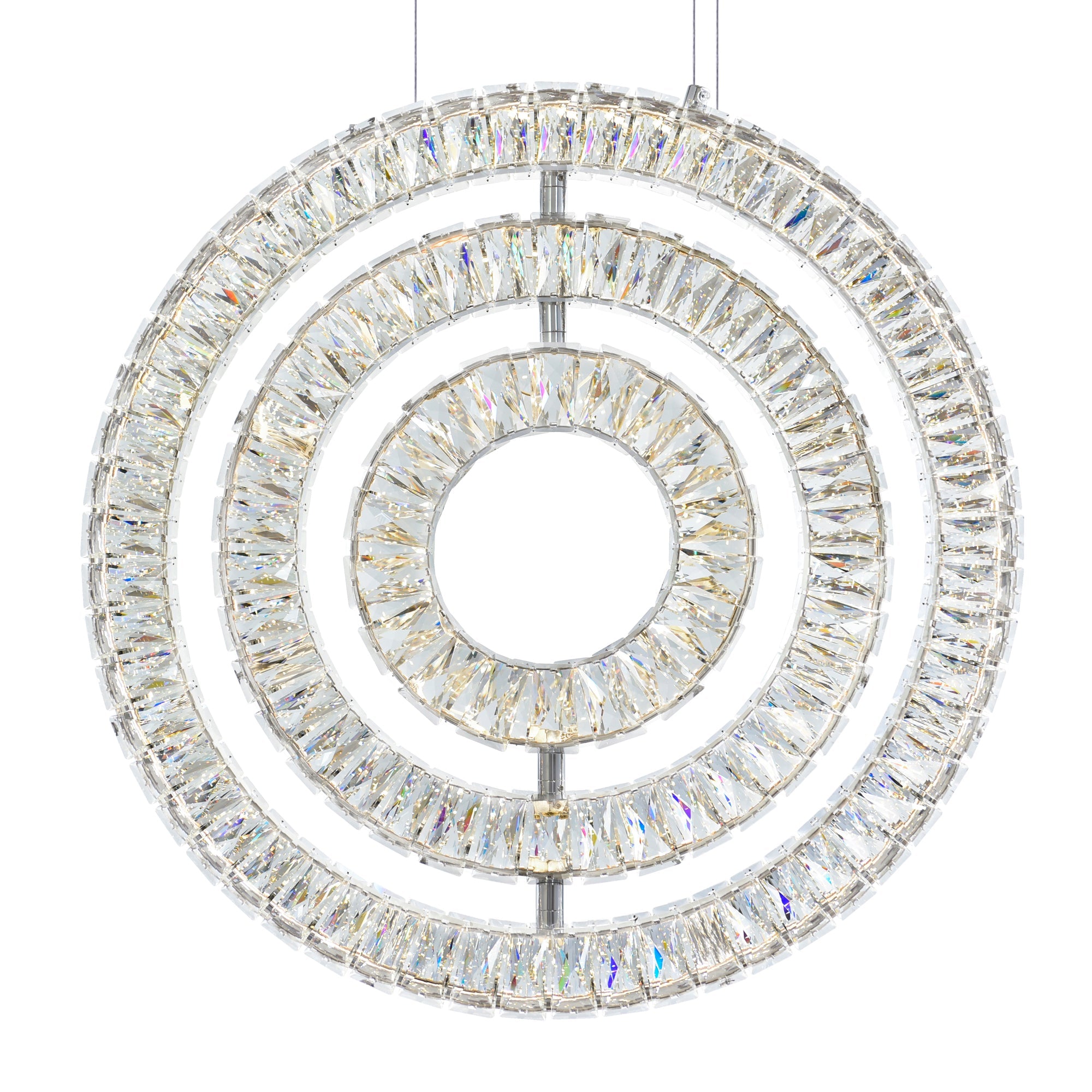 Celina Integrated LED 20in 3 Ring Chrome Chandelier - CWI Lighting