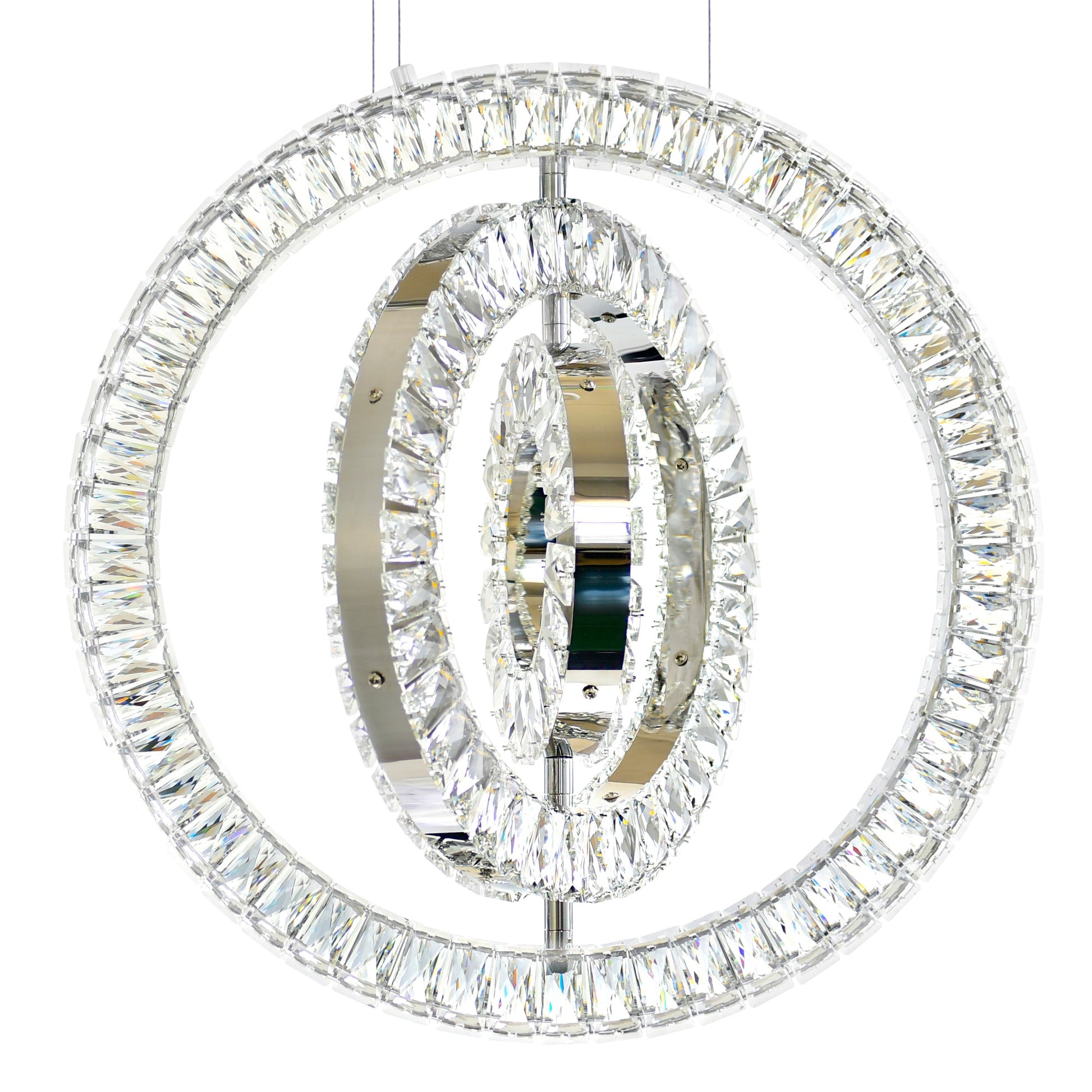 Celina Integrated LED 20in 3 Ring Chrome Chandelier - CWI Lighting