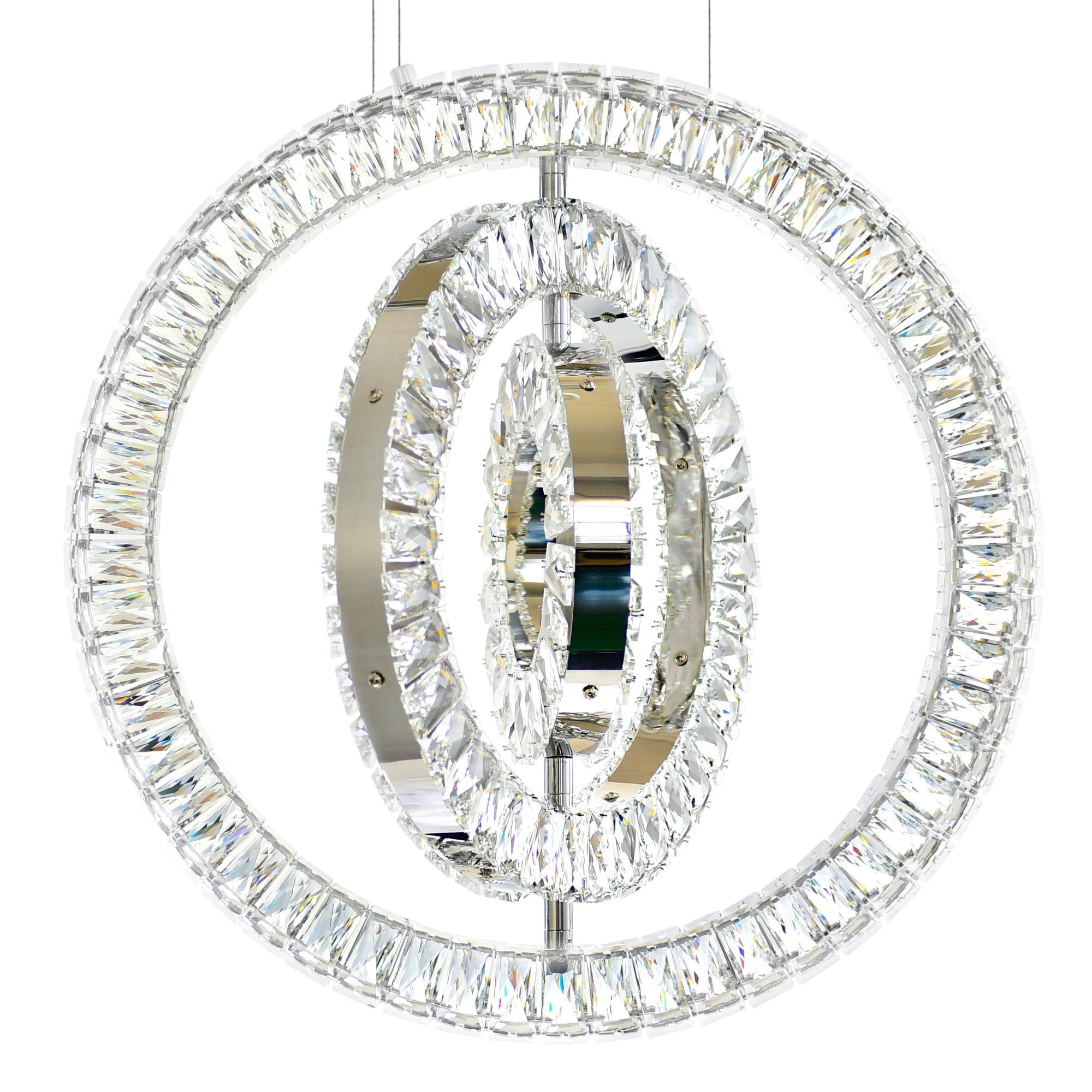 Celina Integrated LED 20in 3 Ring Chrome Chandelier - CWI Lighting