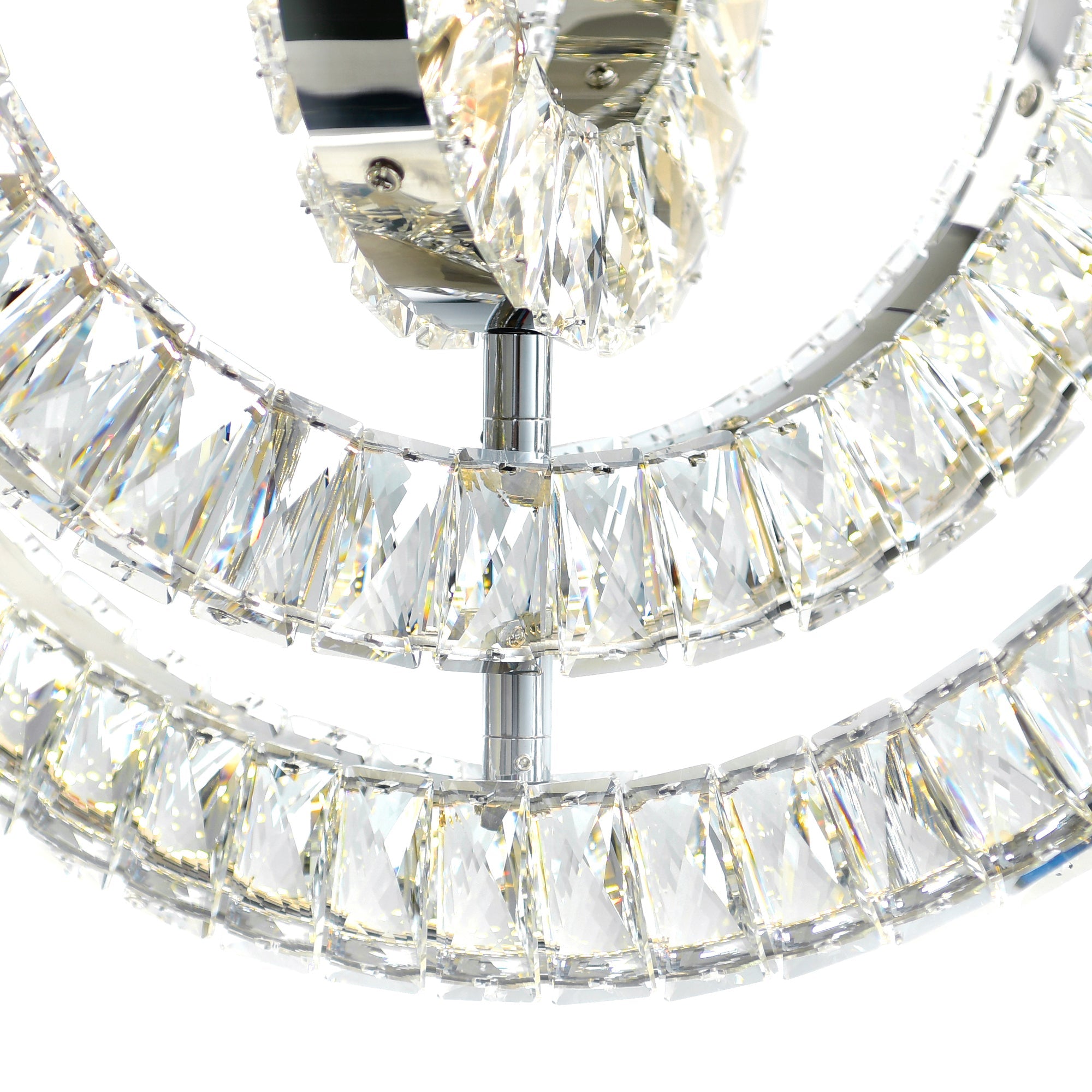 Celina Integrated LED 20in 3 Ring Chrome Chandelier - CWI Lighting