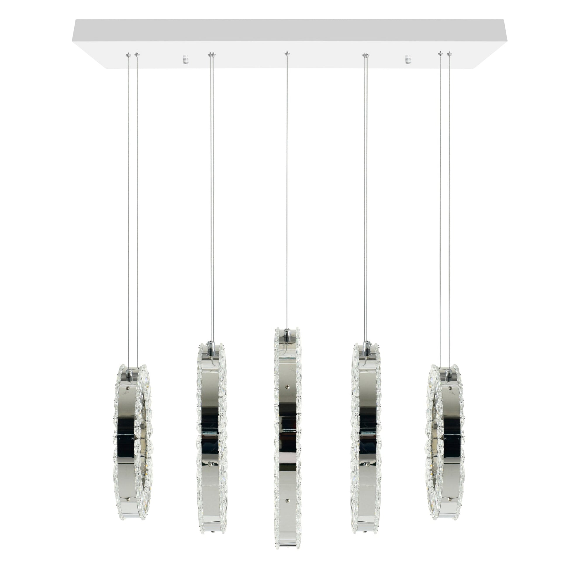 Celina Integrated LED 26in 5 Ring Chrome Chandelier - CWI Lighting
