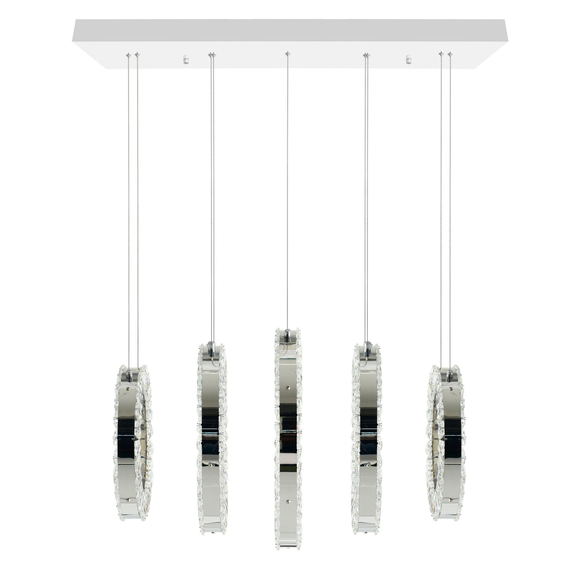 Celina Integrated LED 26in 5 Ring Chrome Chandelier - CWI Lighting