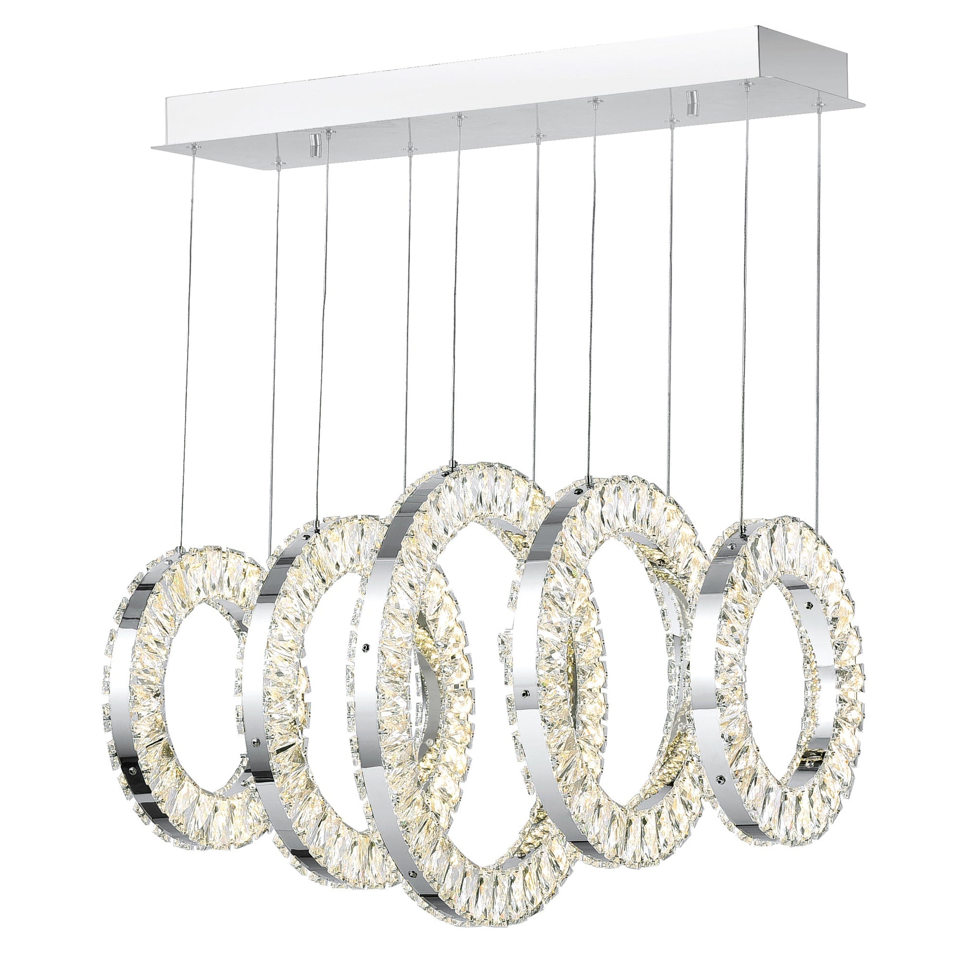 Celina Integrated LED 26in 5 Ring Chrome Chandelier - CWI Lighting