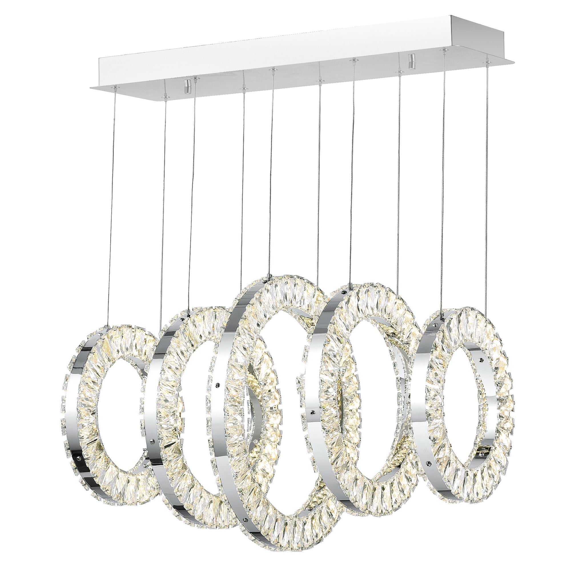 Celina Integrated LED 26in 5 Ring Chrome Chandelier - CWI Lighting