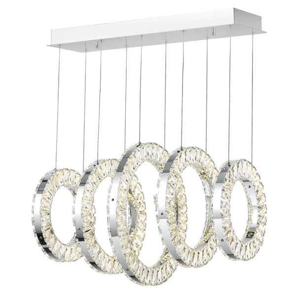 Celina Integrated LED 26in 5 Ring Chrome Chandelier - CWI Lighting