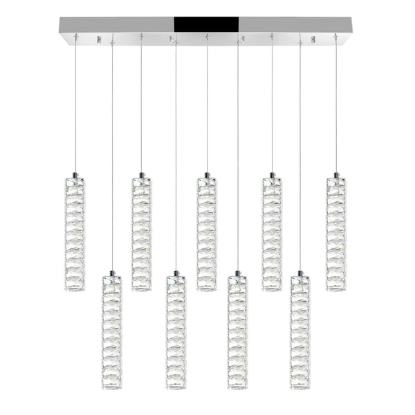 Celina Integrated LED 32in 9 Pendant Chrome Chandelier - CWI Lighting