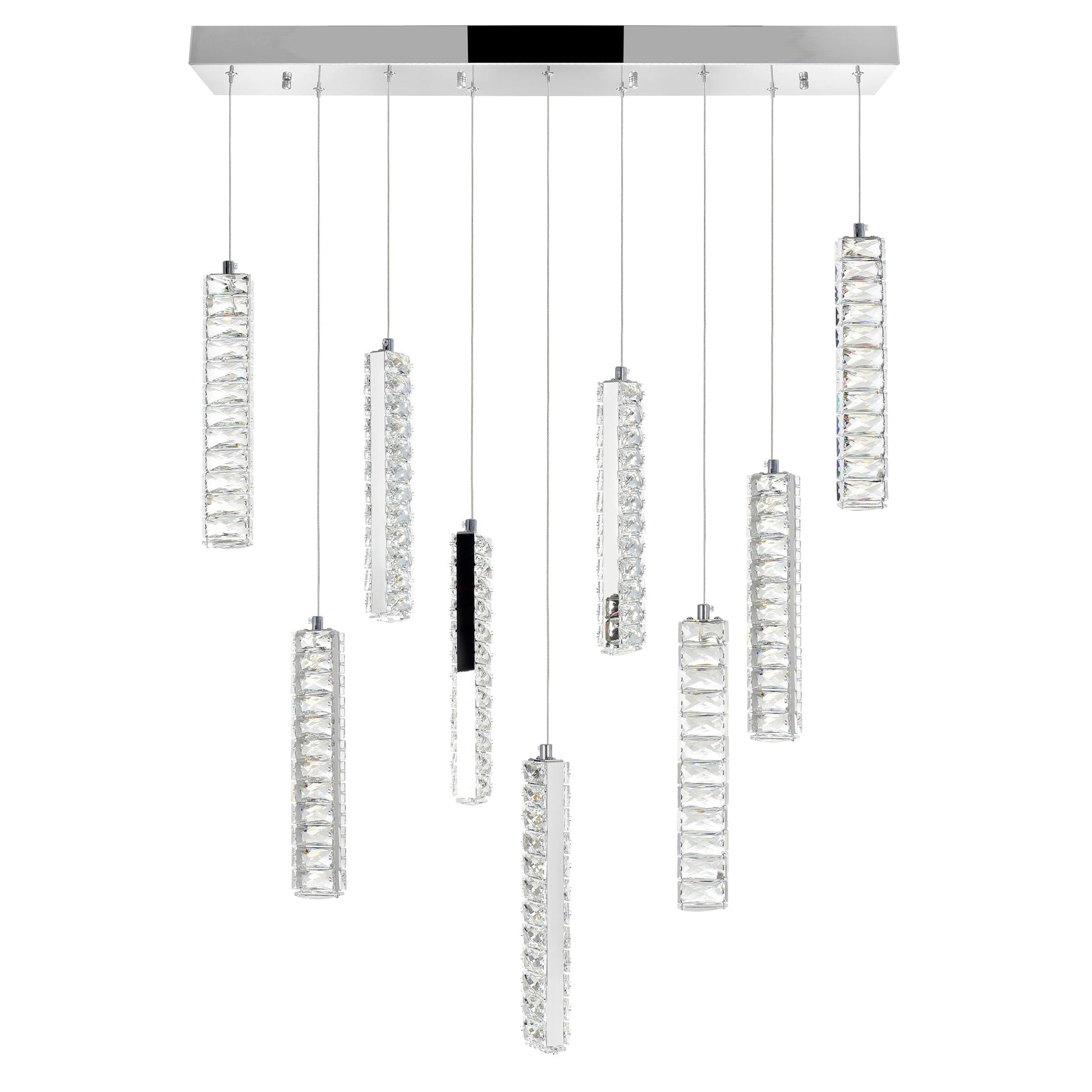 Celina Integrated LED 32in 9 Pendant Chrome Chandelier - CWI Lighting